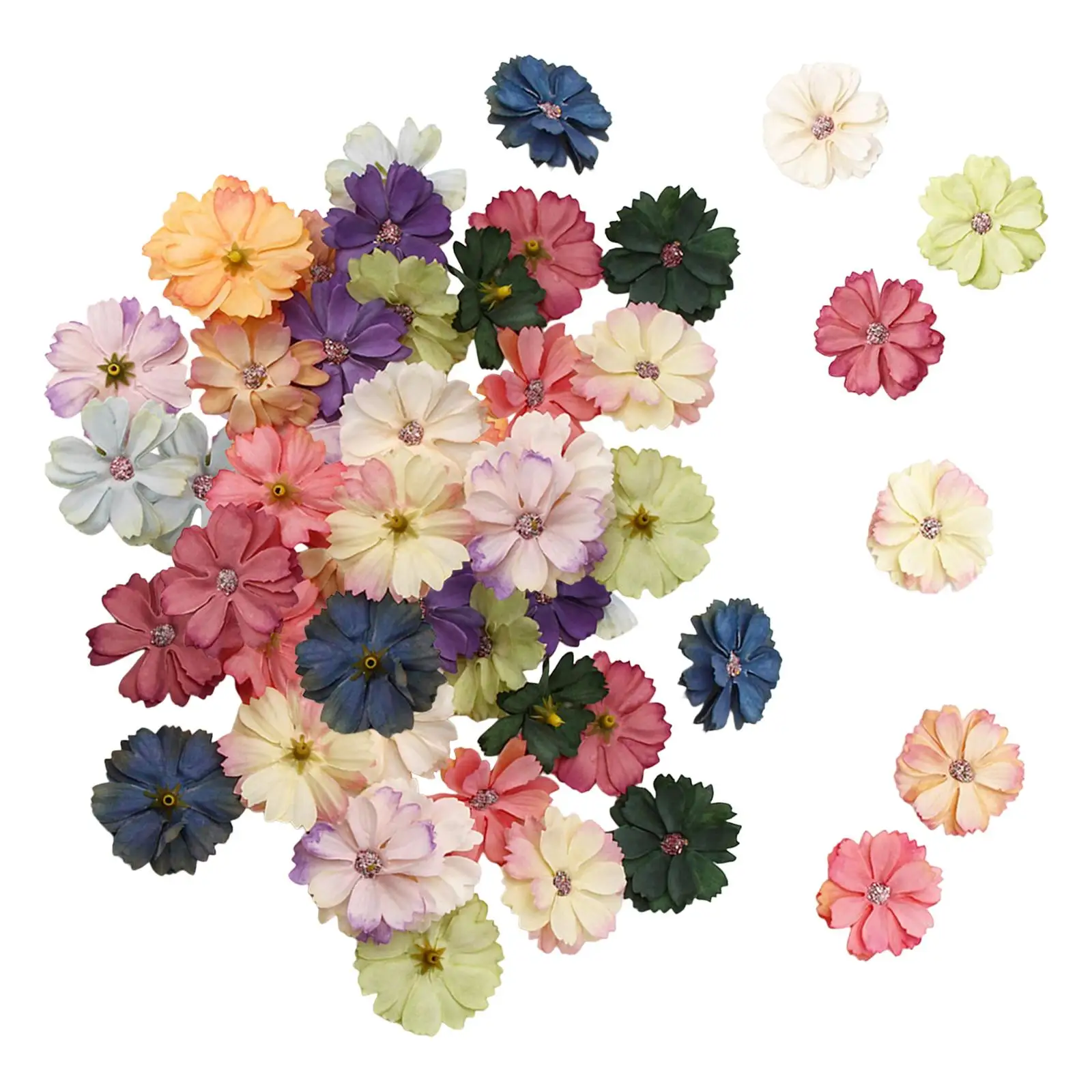 50Pcs Mixed Artificial Flowers Head Floral Crafts Faux Flower Heads for Indoor and Outdoor Marriage Wedding Decoration DIY Craft
