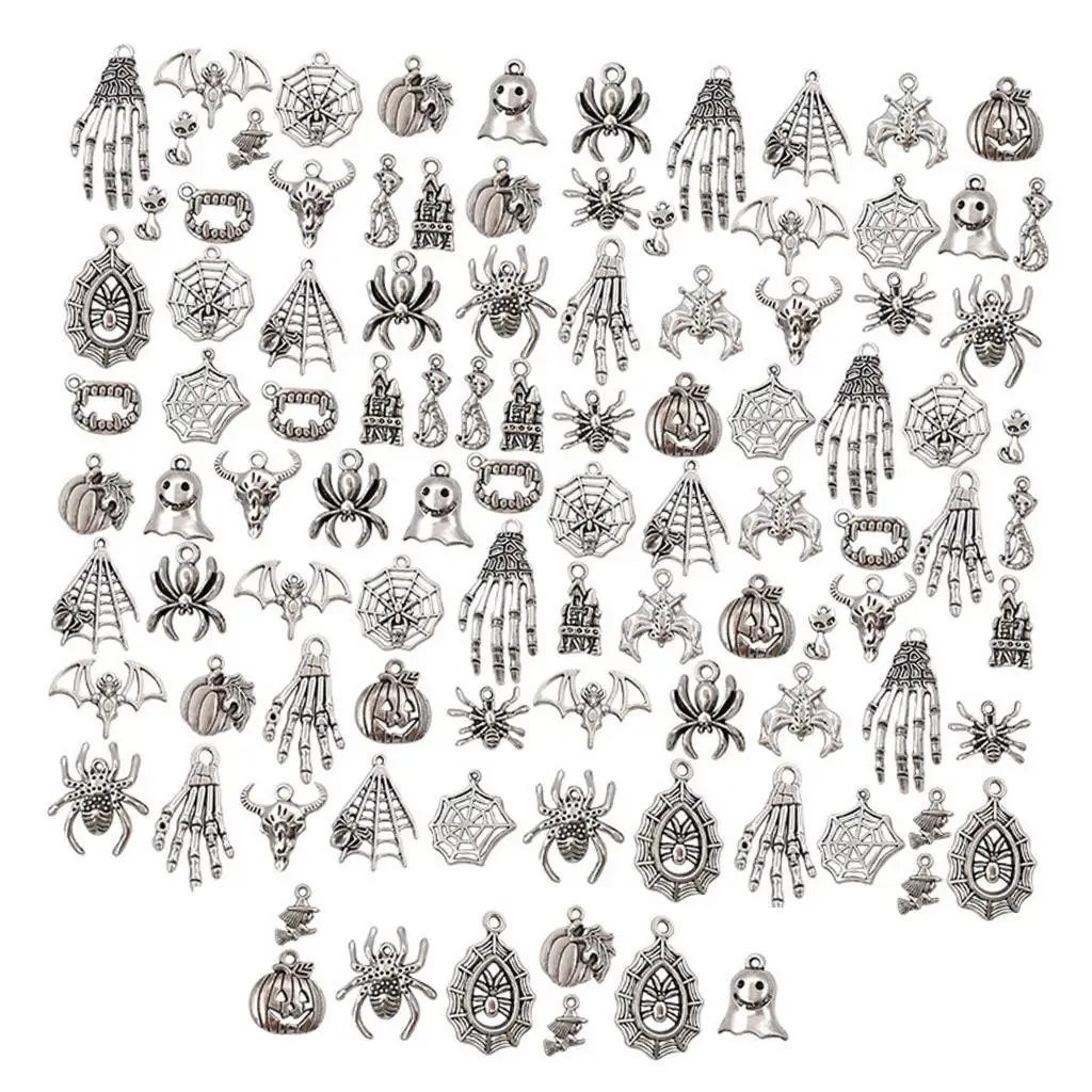 Bulk 100 Pieces   Mixed Styles Halloween Charms Pendants DIY Jewelry Making