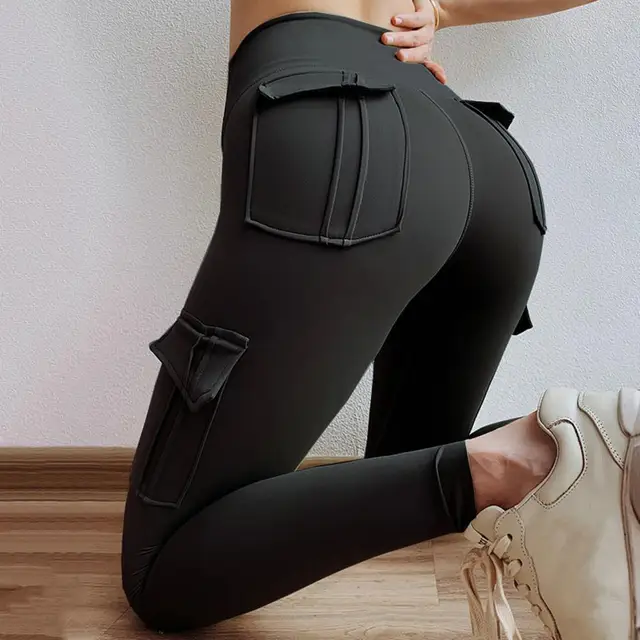 Pocket Design Butt Lifting Active Pants Workwear with Pocket Fitness Pants  Women's High Elastic Tight Pants Running Trousers - AliExpress