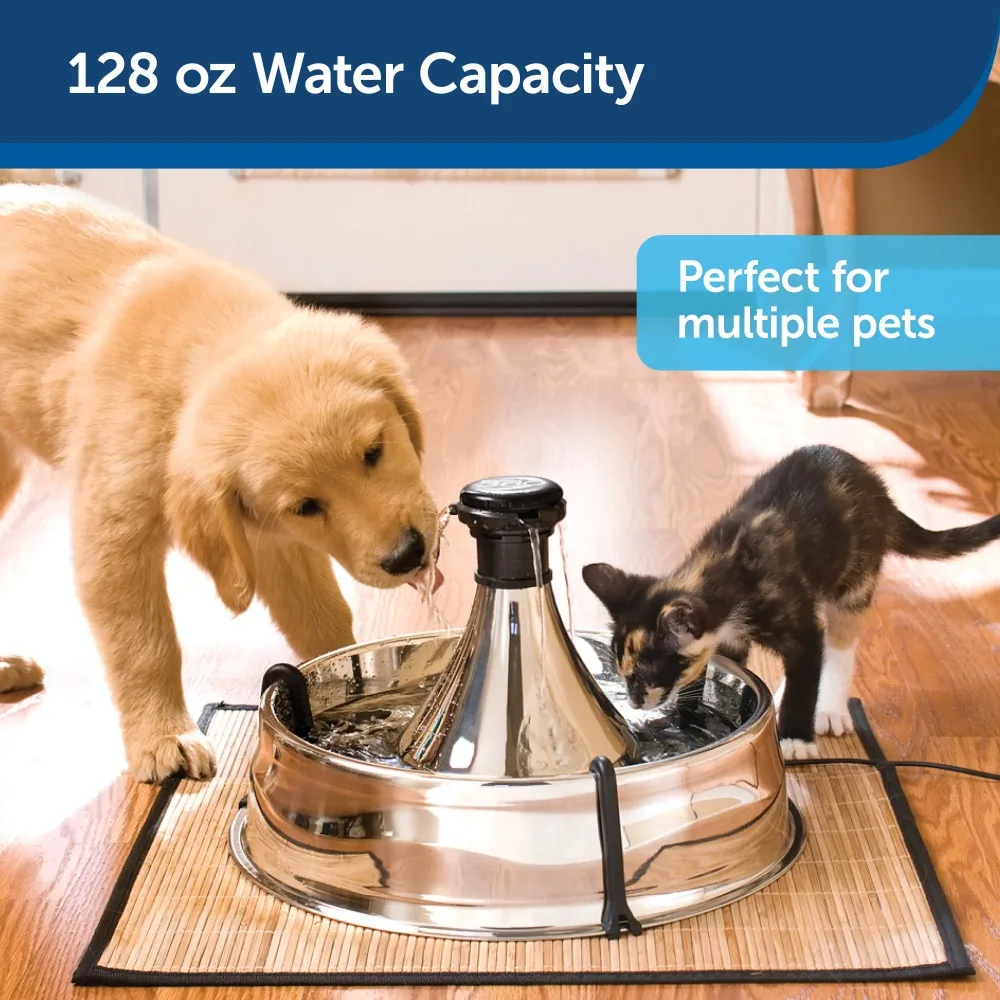 Stainless Multi-Pet Pet Fountain - Automatic Dog and Cat Water Bowl - 128 Oz Feeder Dogs Accessories Dog Food Dispenser Pets