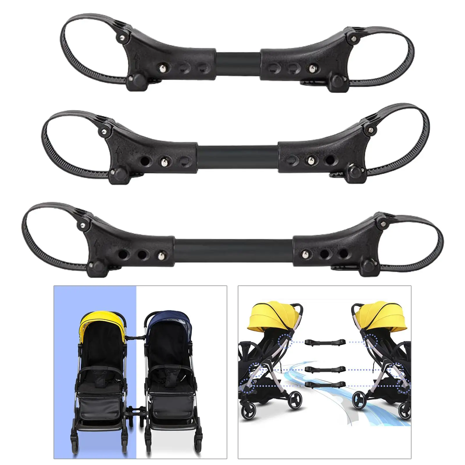 3Pcs Twin Baby Stroller Connector Secure Strap Attachment for Infant Cart