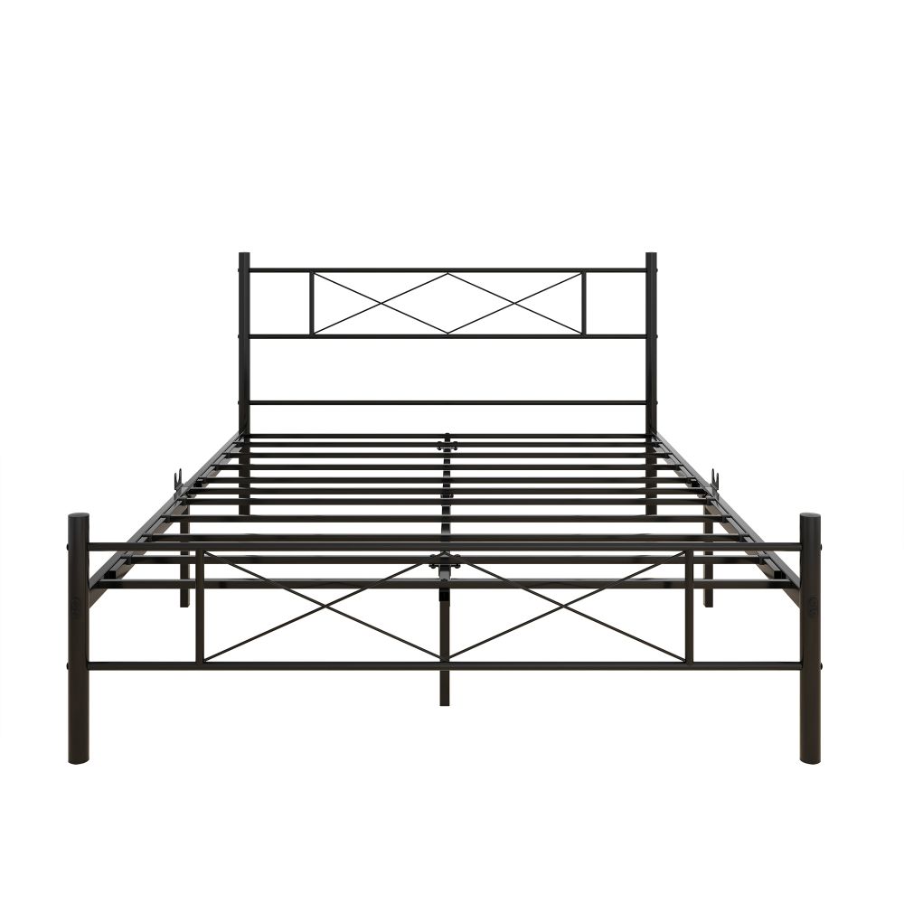 Metal Bed with Slatted Frame, 120x200cm Lying Surface, with Headboard, Double/Single Bed