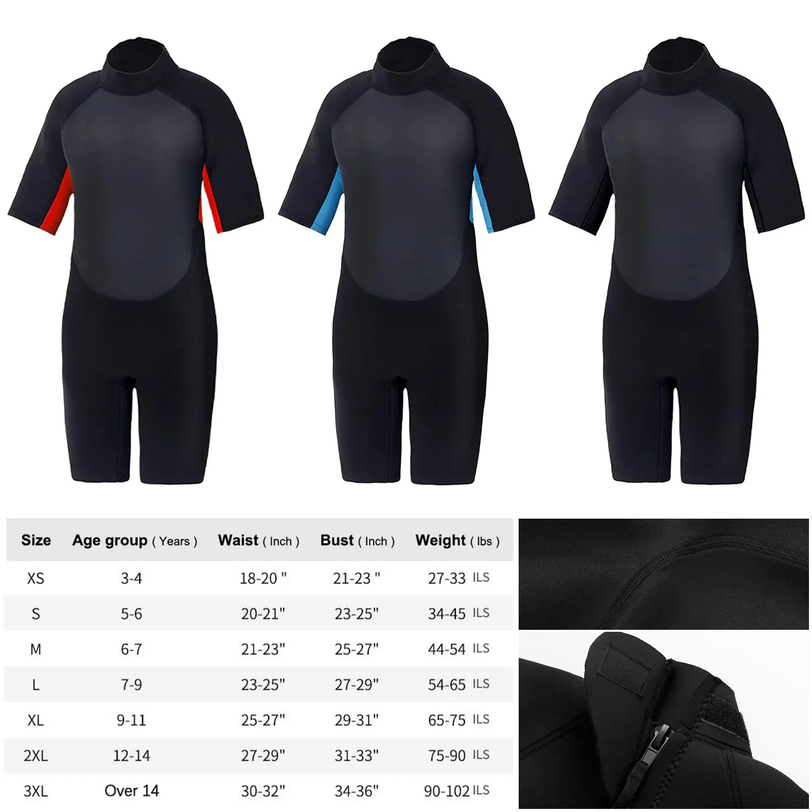 3mm Premium Neoprene Kids Shorty Wetsuit Diving Suit for Scuba Diving Youth
