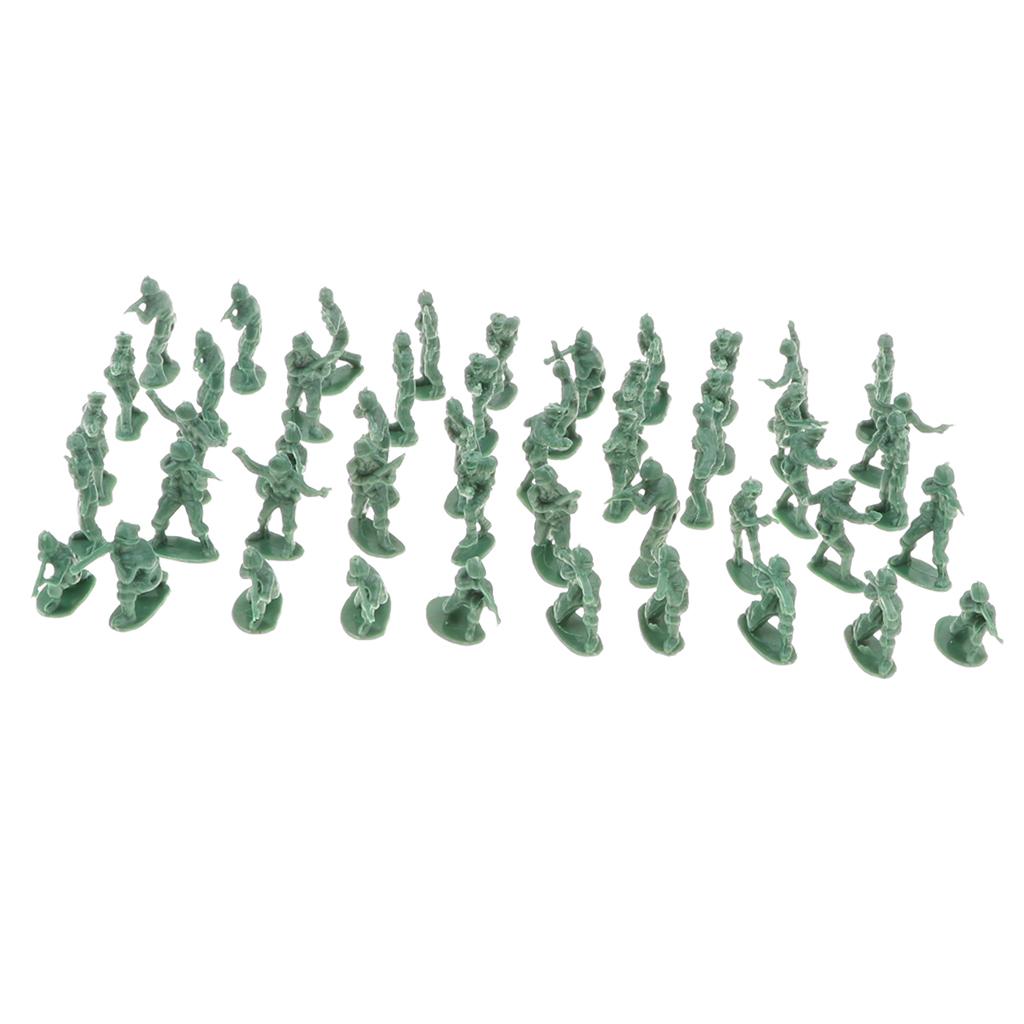 Pack of 100pcs Mini Army Base Set Accessory - 2cm Toy Soldiers Figurine Model Kids Collection -Army Green