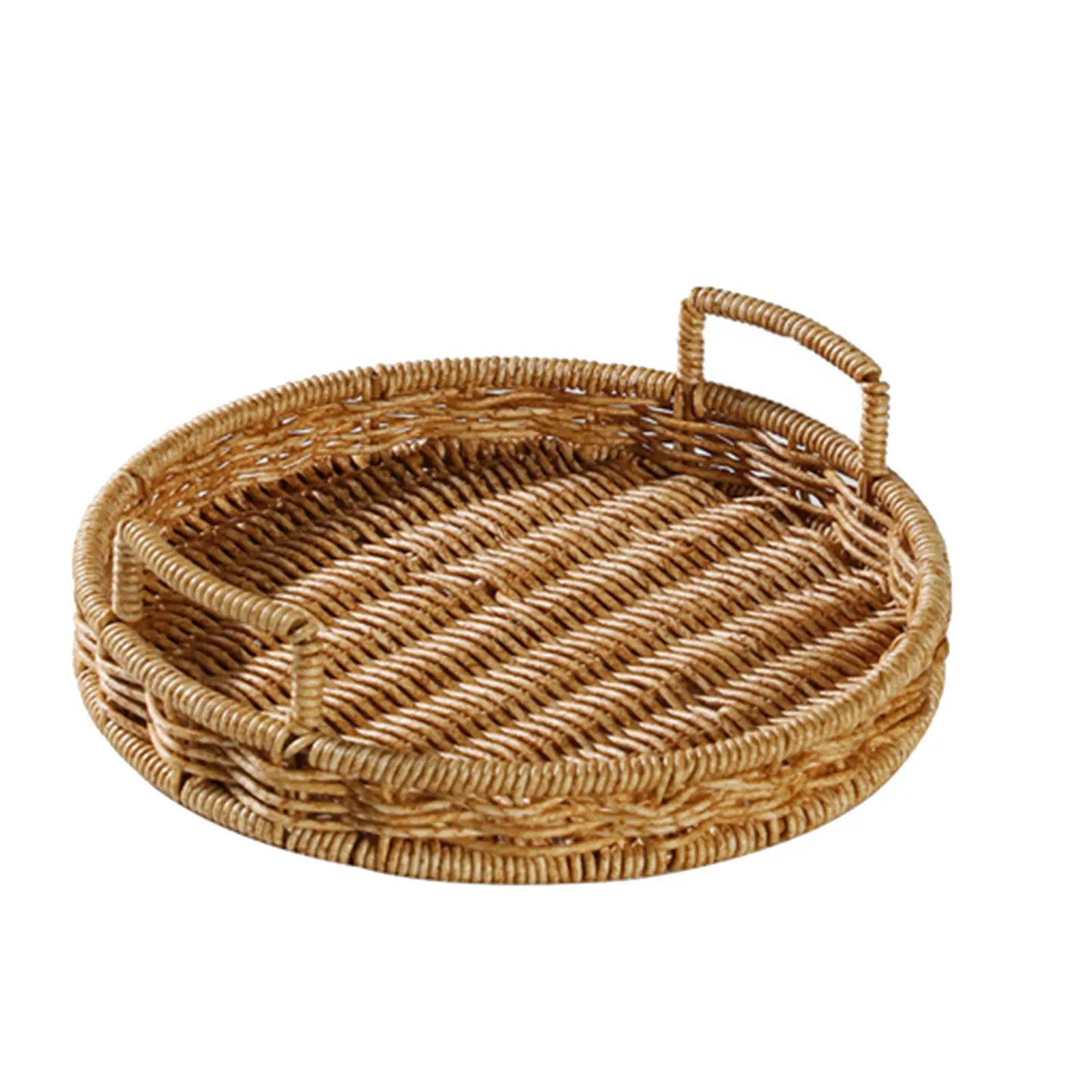 Hand Woven Rattan Storage Tray Fruit Baskets Wicker Tray for Breakfast Bread