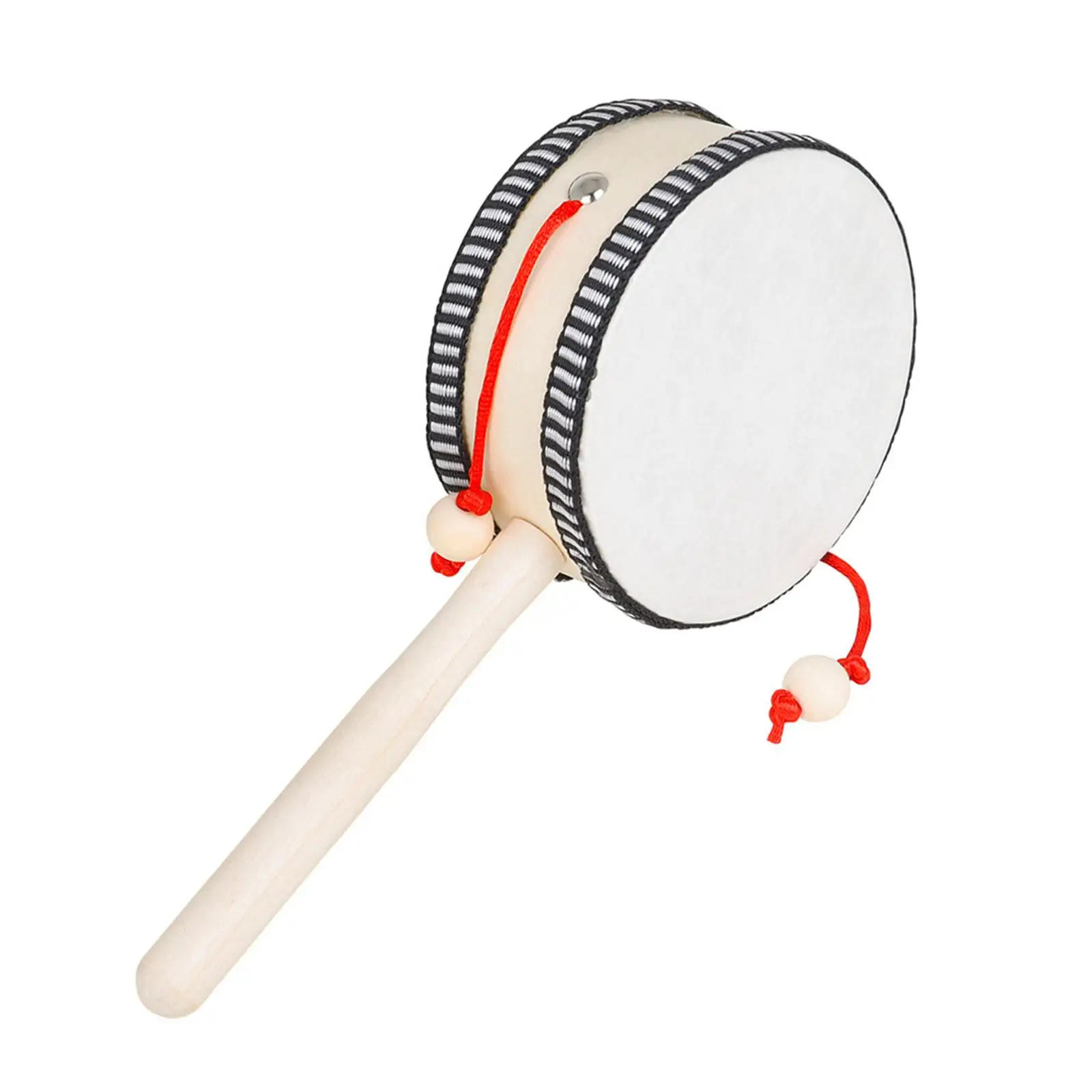 Wood Rattle Drum Shaking Rattle Spinning Hand Grip Toys Convenient Storage