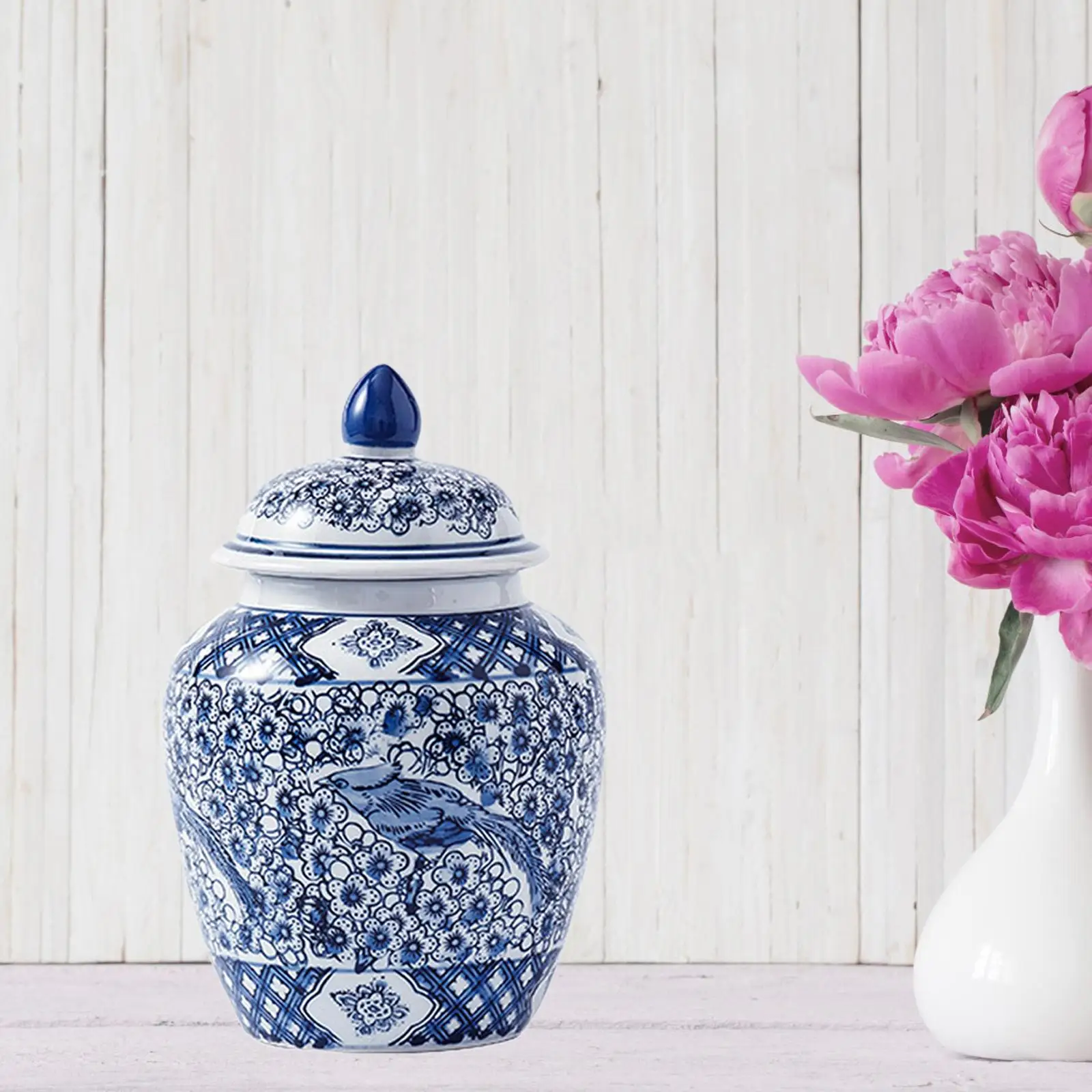 Ceramic Ginger Jar Storage Jar Traditional Plants Holder for Home Decoration
