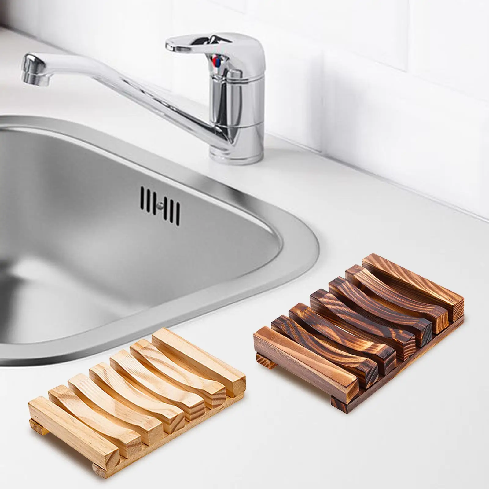 Wood Soap Holder Soap Rack Anti Skid Self Draining Soap Storage Case Not Punched Easy Cleaning Soap Box for Bathtub Counter Gym