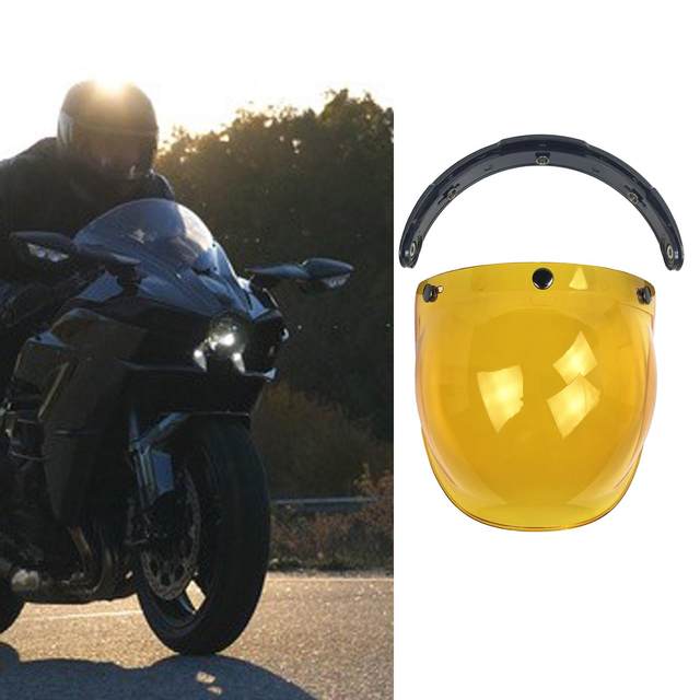 3 Snap Visor  Bubble Lens for Open  , Retro, 3 Pin Buckle