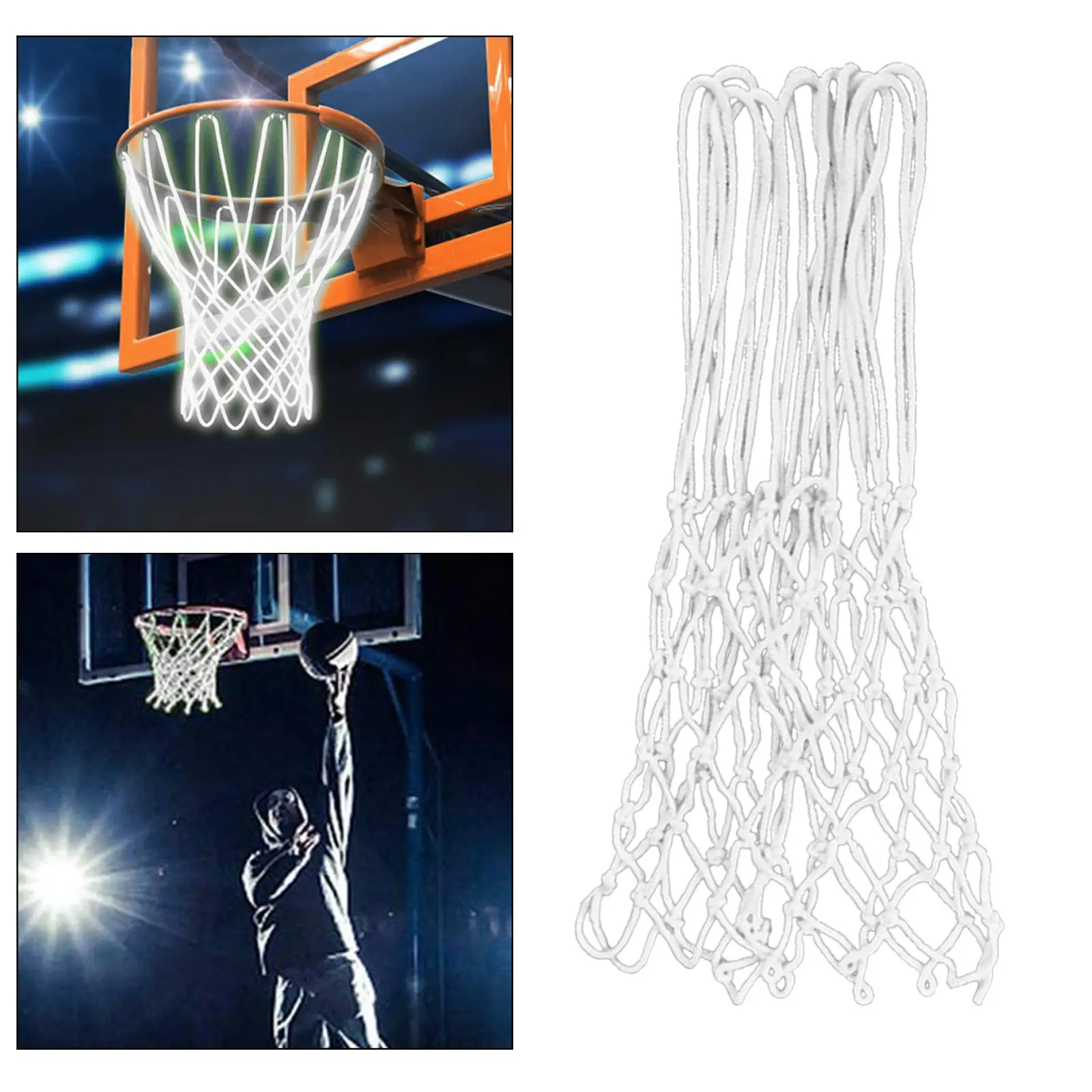 2x Durable Basketball Hoop Net Heavy Duty  12-Loop Mesh White