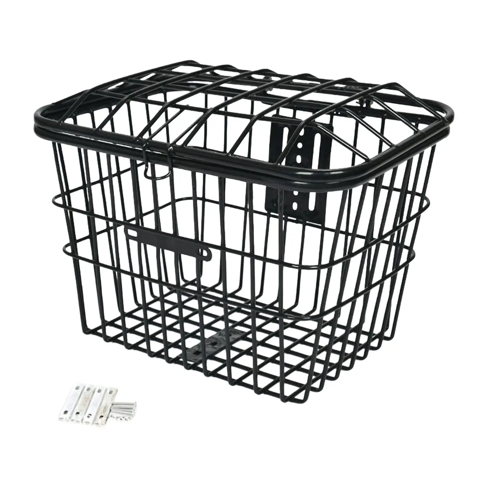 Bike Metal Mesh Front or Rear Basket with Lid Durable Weatherproof Accessories Strengthened Frame for Adult Women Men Bikes