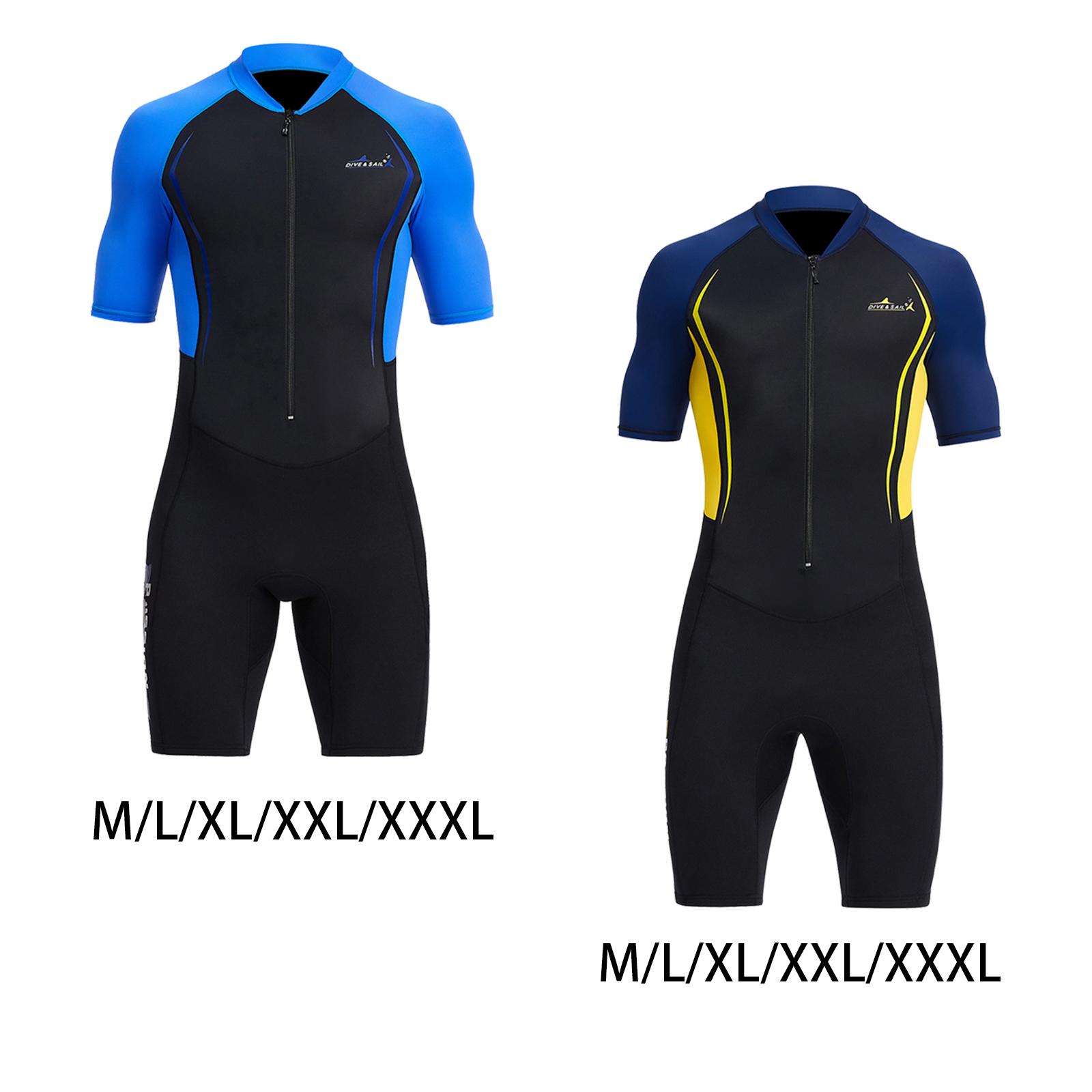 Mens Shorty Wetsuit Piece Front Zip 1.5mm Sunproof Diving Suit for Swimming