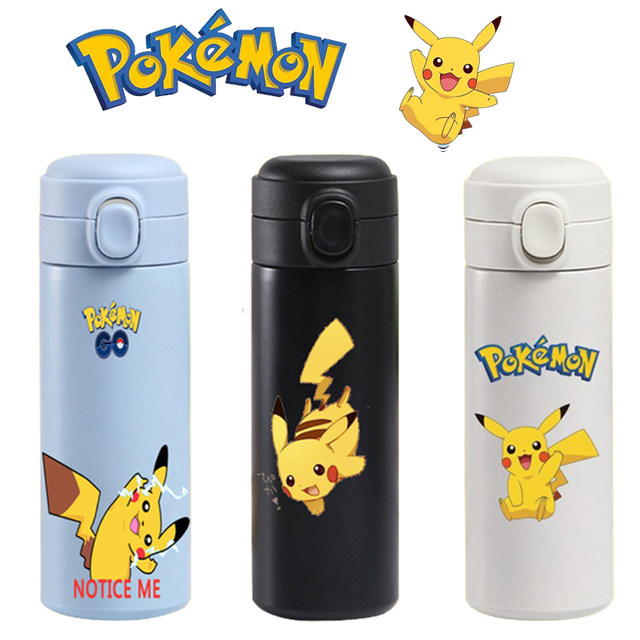 380ML Pokemon Pikachu Gengar Stainless Steel Thermos Bottle Anime Boy  Portable Thermos Cup Bullet Cover Students