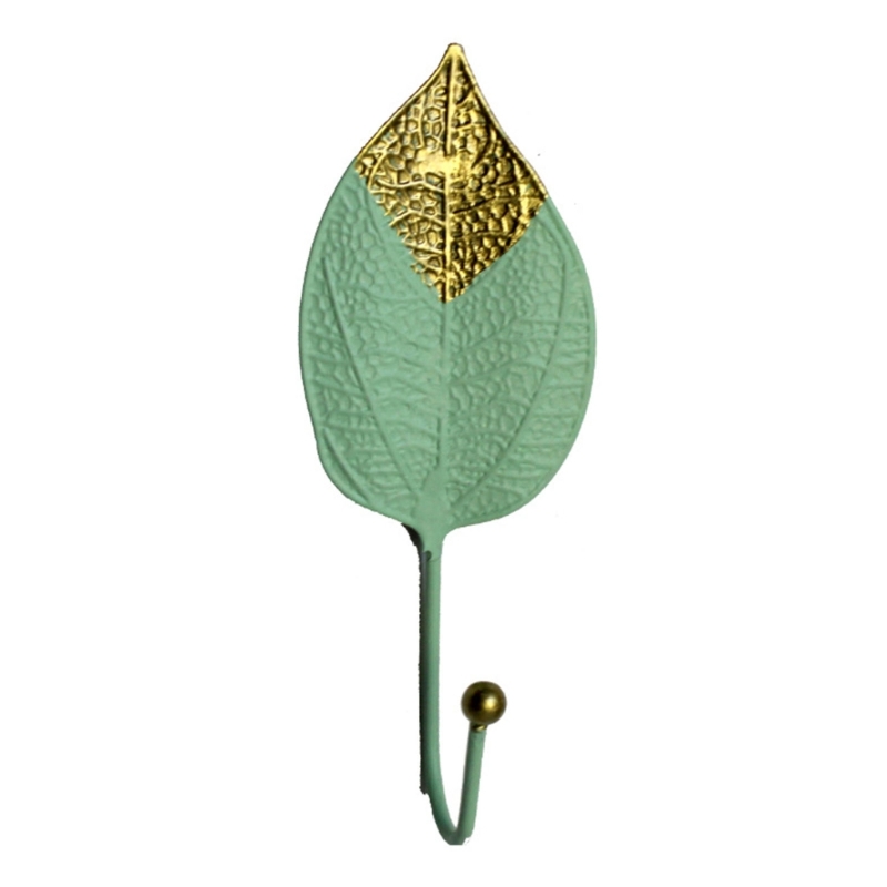 Description Picture 3 of itemWrought Iron Leaf Wall Hook Metal Hanging Hook Organization Rack Supplies for Umbrellas Keys Keychain Hat Storage