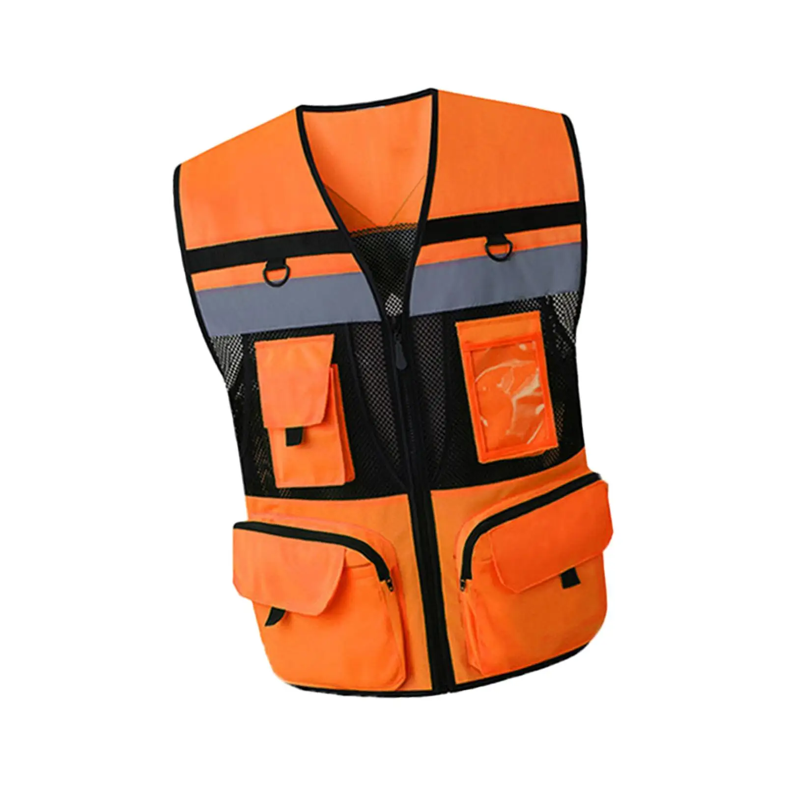 Men Reflective Safety , with Pockets and Zipper High Visibility Construction  Lightweight  Warehouse Construction