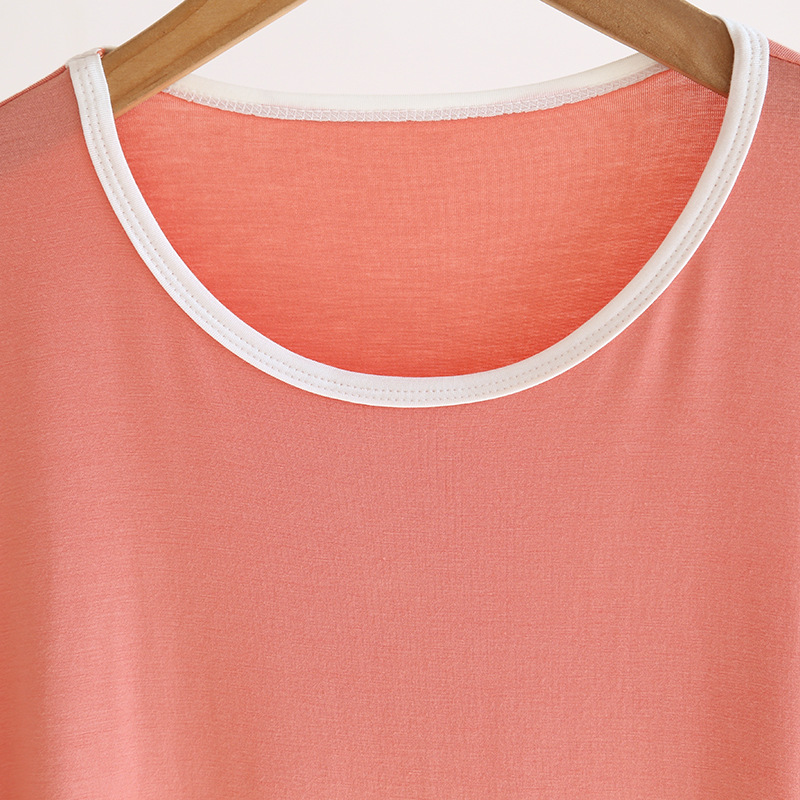 Neue Sommer-Damen-Pyjamas aus Modal, Kurzarm-T-Shirt, Einteiler, Kurzarm, Übergröße, Mehrfarbig, Lässige Homewear-Oberteile – Detail 11