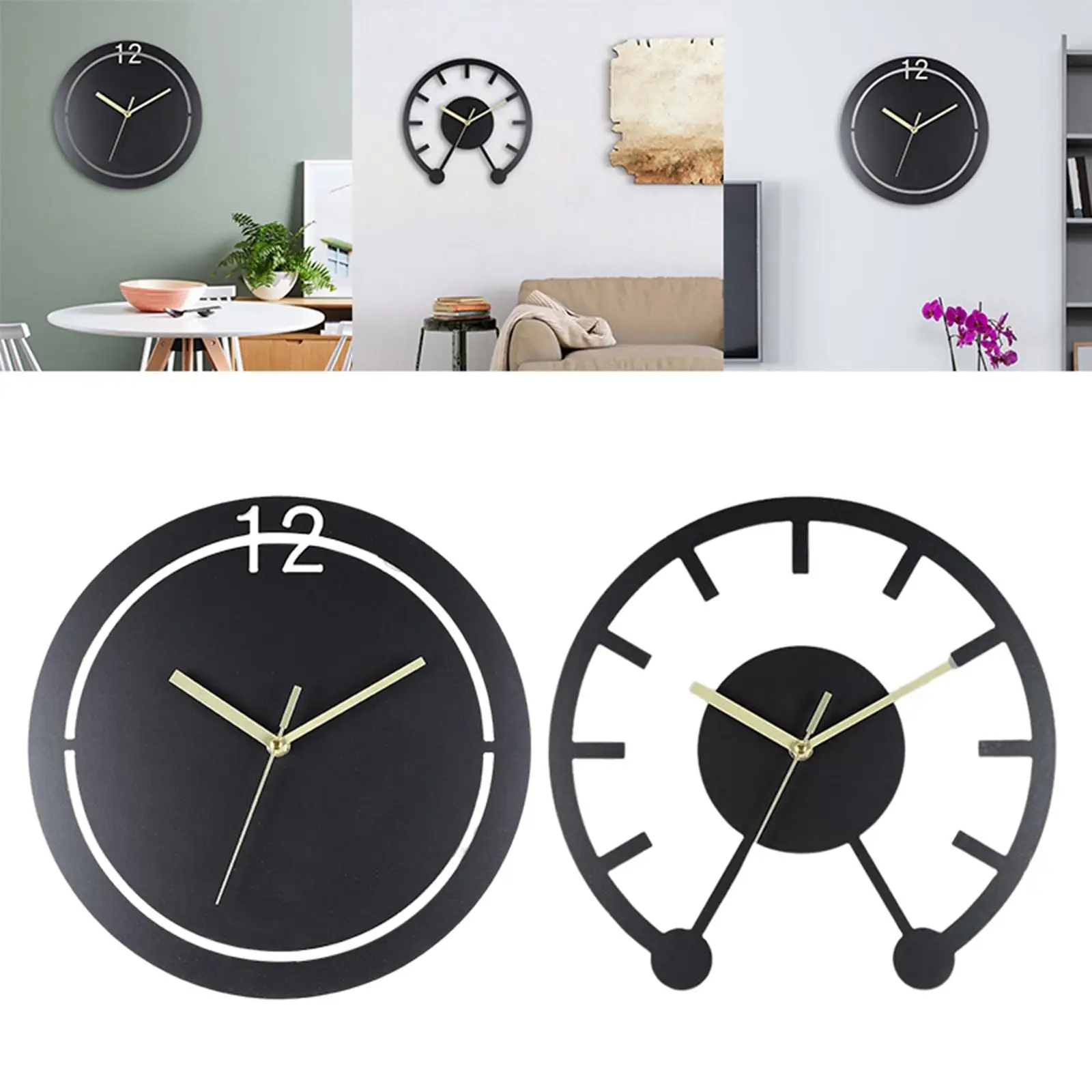 Wall Clock DIY Non Ticking Battery Operated Hanging Watches Round for Dining Room Household Kitchen Office Decoration