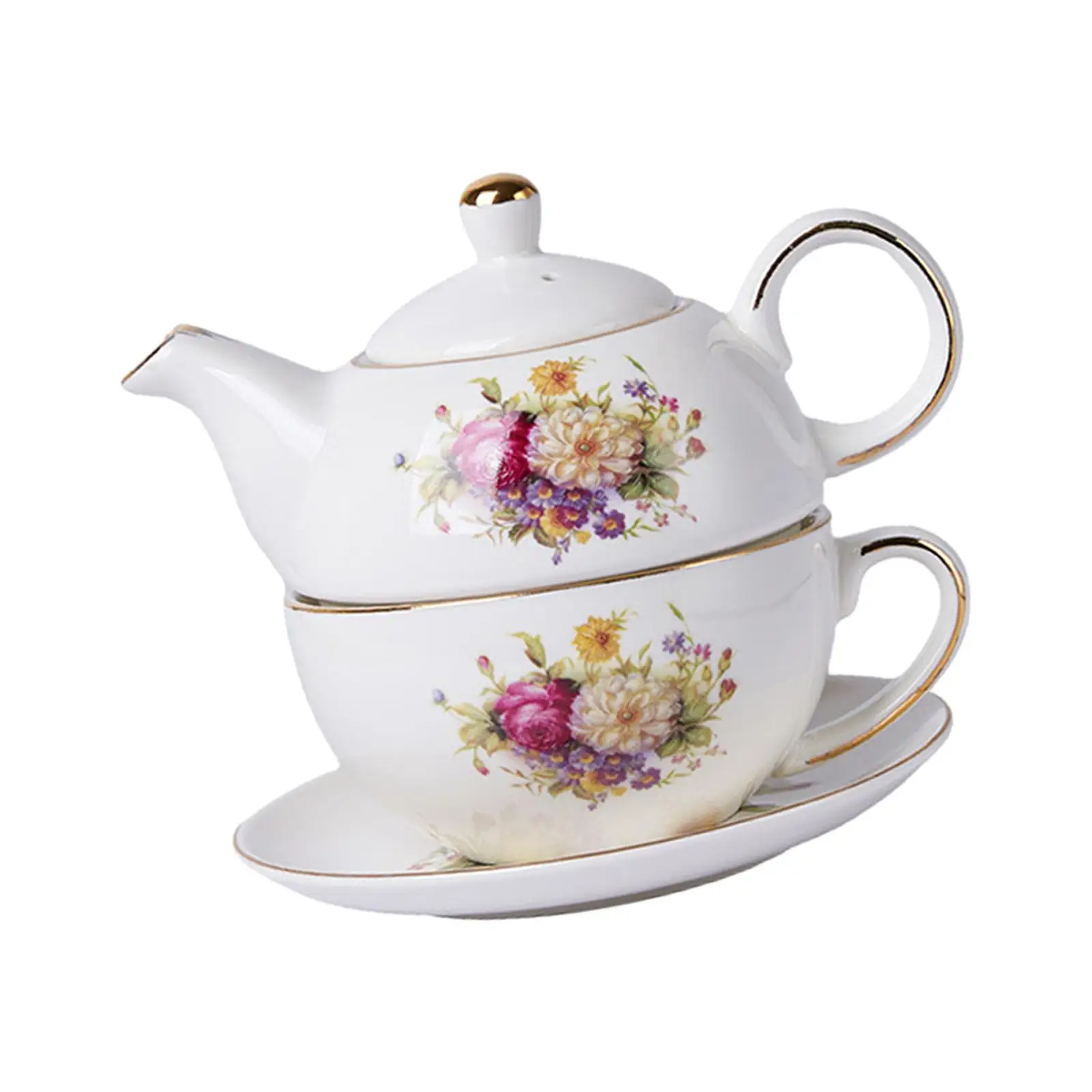 Porcelain Teapot and Cup Set Traditional Stylish Chinese Tea Pot and for Restaurant Kitchen Household Hotel Afternoon Tea Party