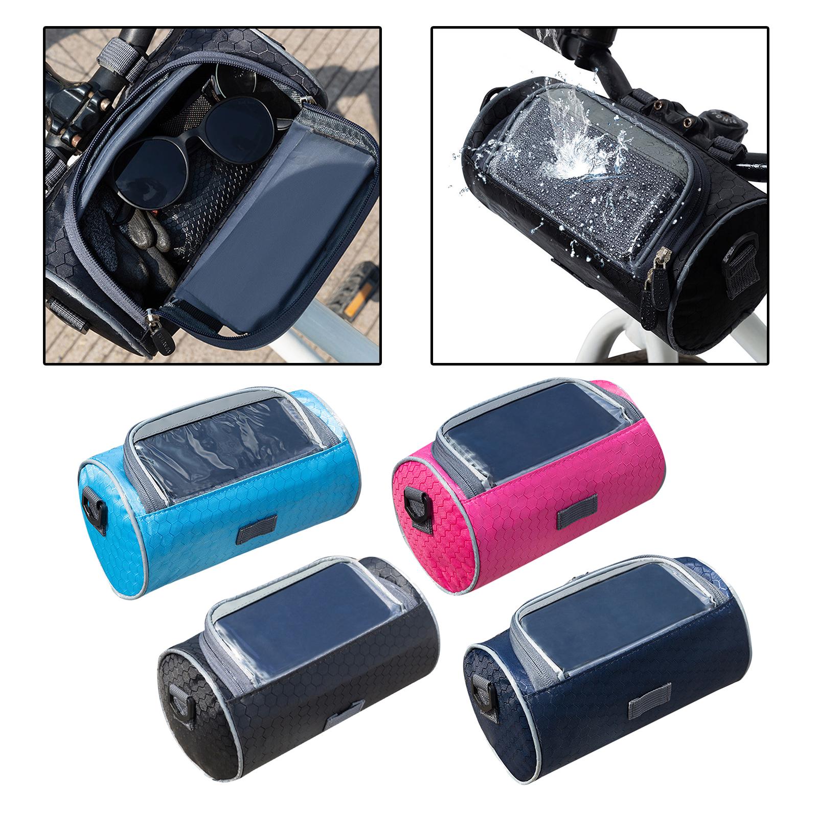 Bike Handlebar Bag, Waterproof  Mount , Storage Bag with Removable Shoulder Strap, with Transparent Pouch