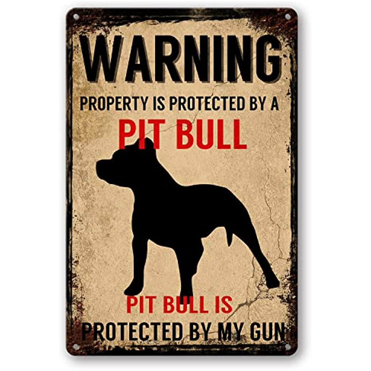 Title 1, Warning Dog Classic Tin Signs Beware Of Pit Bul...