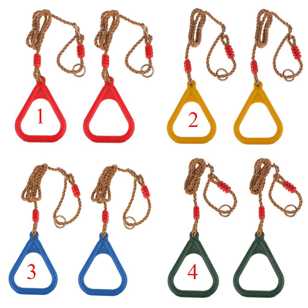 Red Gym Rings Triangle Fitness Hoops Straps Buckles Outdoor Strength Training