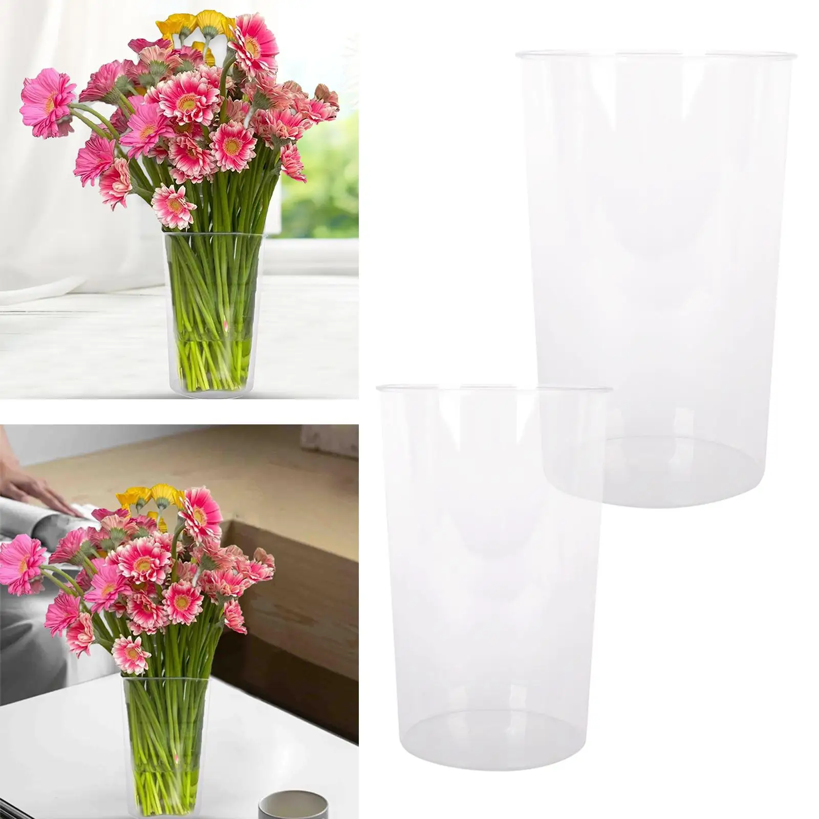 Acrylic Flower Vase Round Aesthetic Lightweight Classy Hydroponic Plant Container for Living Room Apartment Anniversary Desk