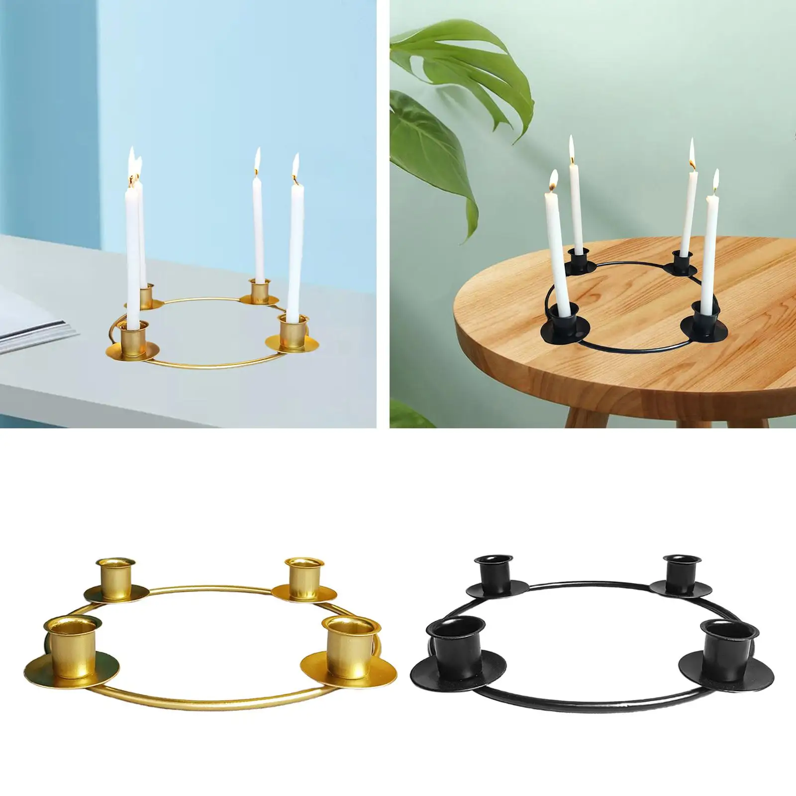 Circle Taper Candle Holder Iron Rings Christmas Advent Candlestick Centerpieces Decoration for Dinning Room Party
