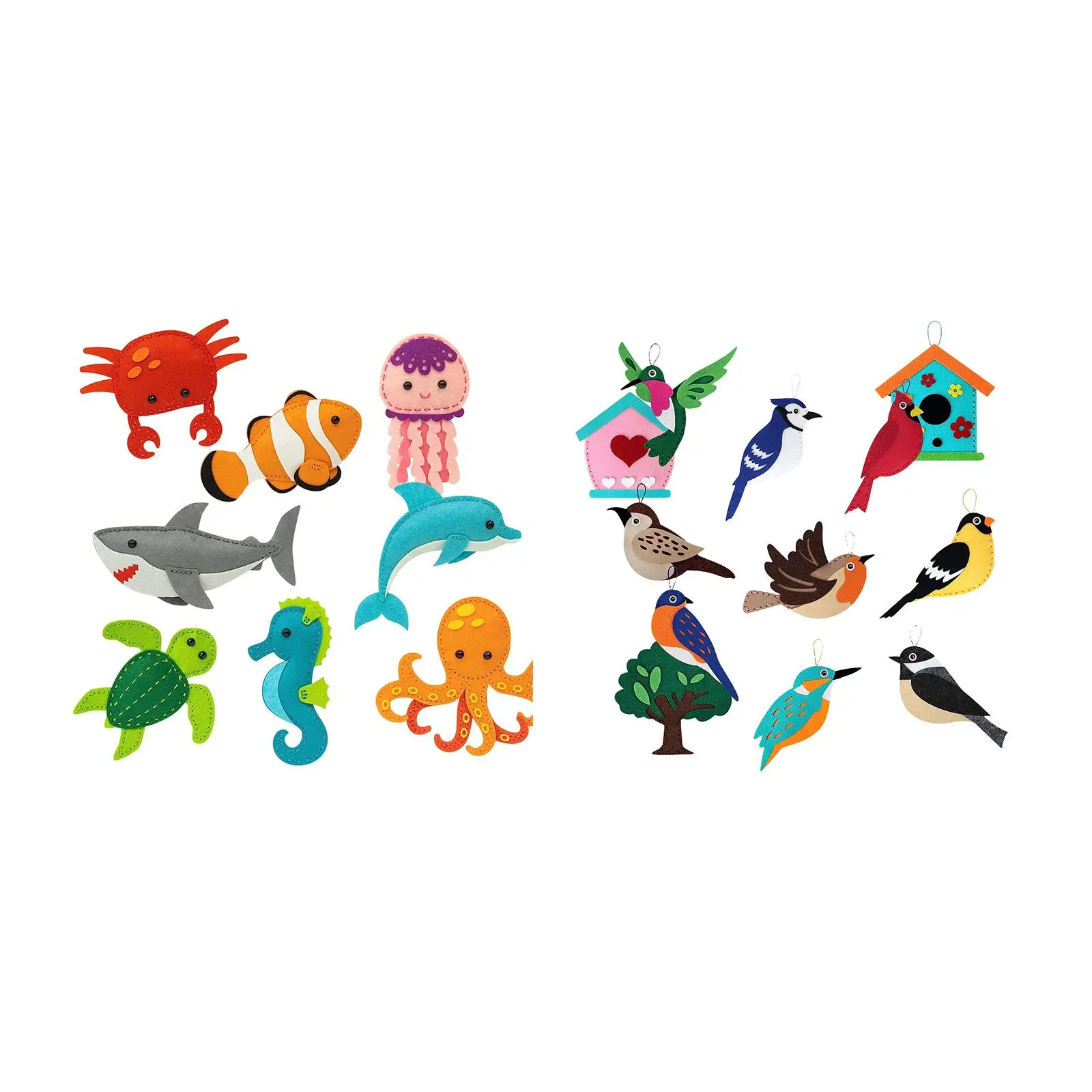 Felt Sewing Kits Animals Sewing for Kids Fish and Birds Nursery Sewing for Kids for Children