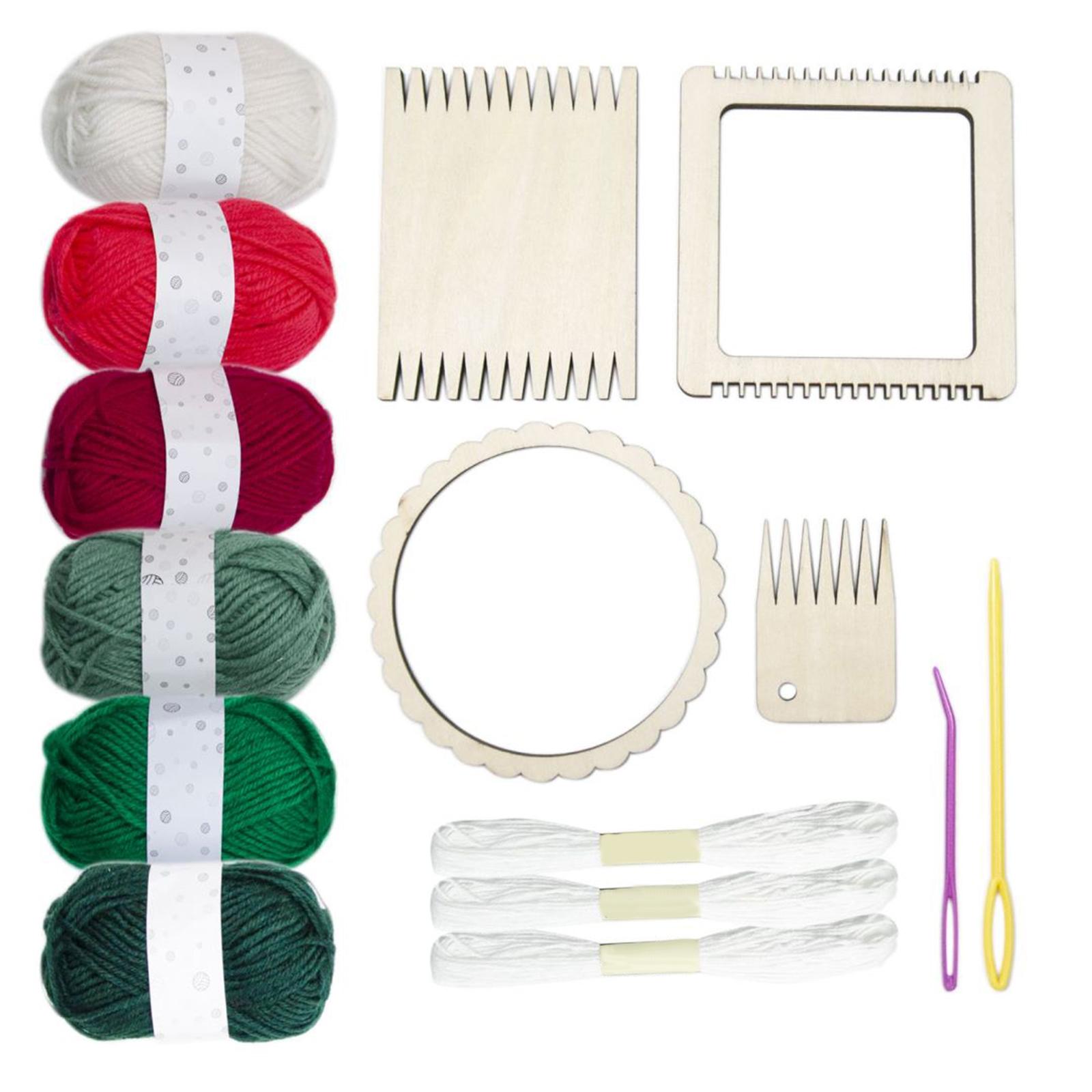 Weaving Kit Fitments with Yarn Easy to Use Weaving Needles and Tool Wooden for Tapestries Home Teapot Mat Pendant Weaving Adults