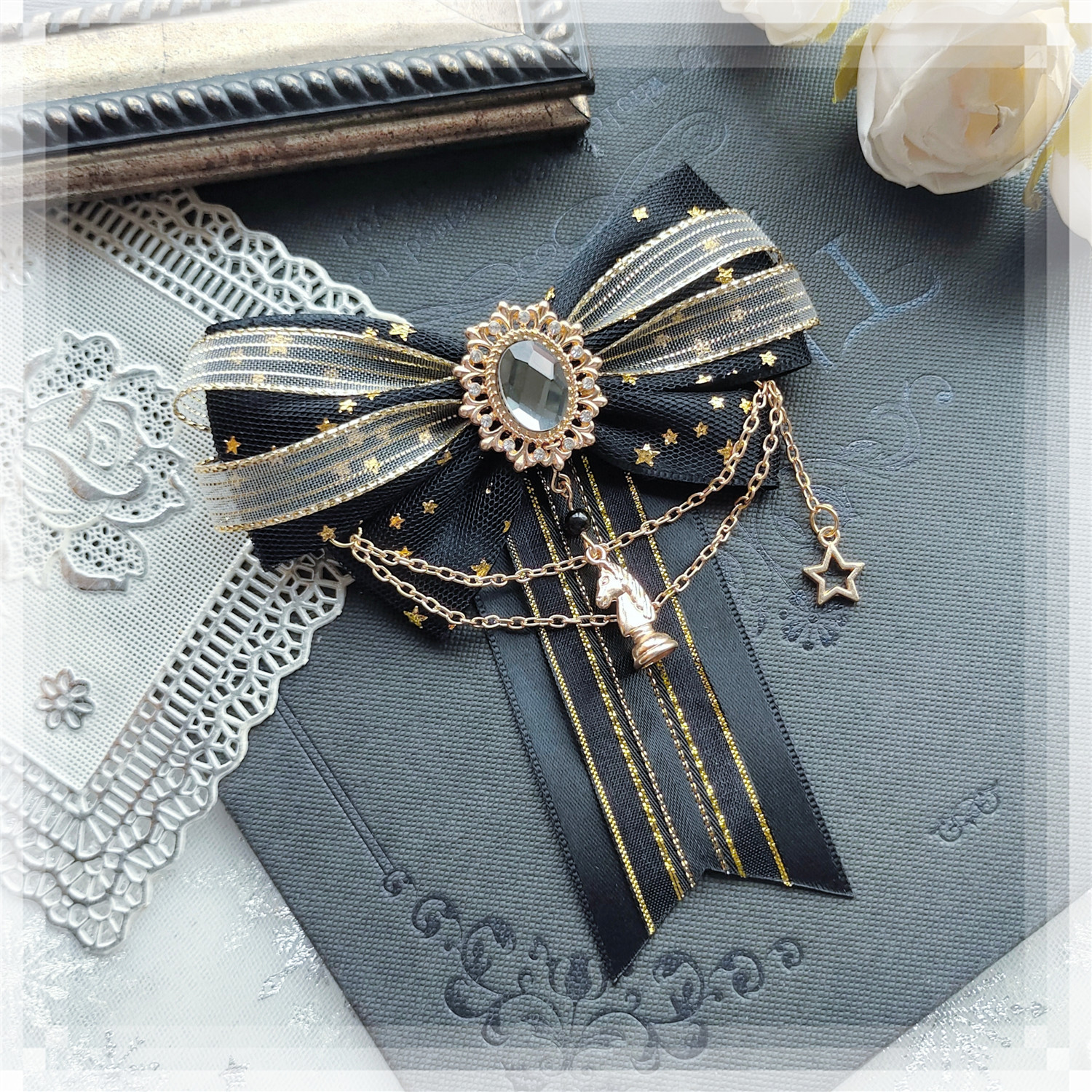 Luxus Frauen Fliege Brosche Original Garn Band Persönlichkeit Quaste Anhänger Mode Lolita Uniform Hemd Fliege Geschenk für Frauen – Detail 4