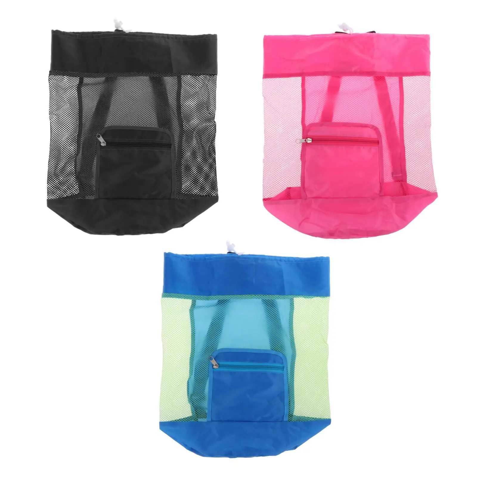 Beach Mesh Bag Storage Pouch Tote Sundries Organizers Kids Girls Beach Toy Bag for Swimming Travel Vacation Picnic Fittings