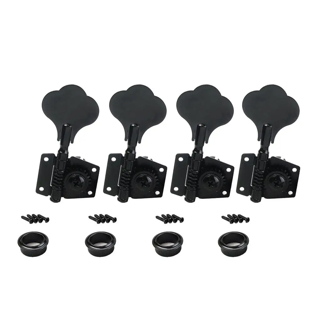 Black Zinc Alloy Open Style 4R Tuning Pegs Keys Machine Heads  for 4-String Bass Guitar