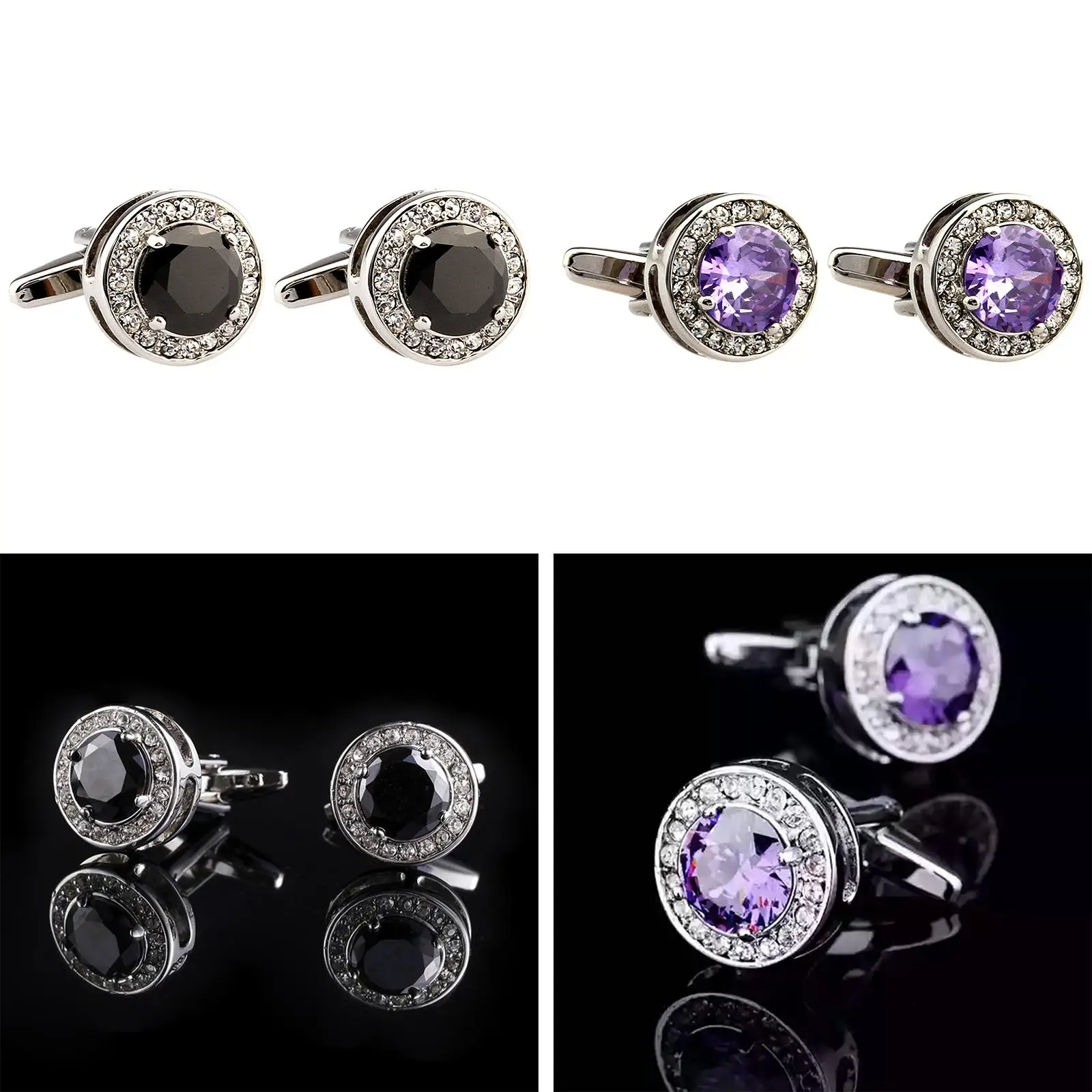 Classic Mens Cufflinks Crystal for Wedding Anniversary Gifts Cocktail Party