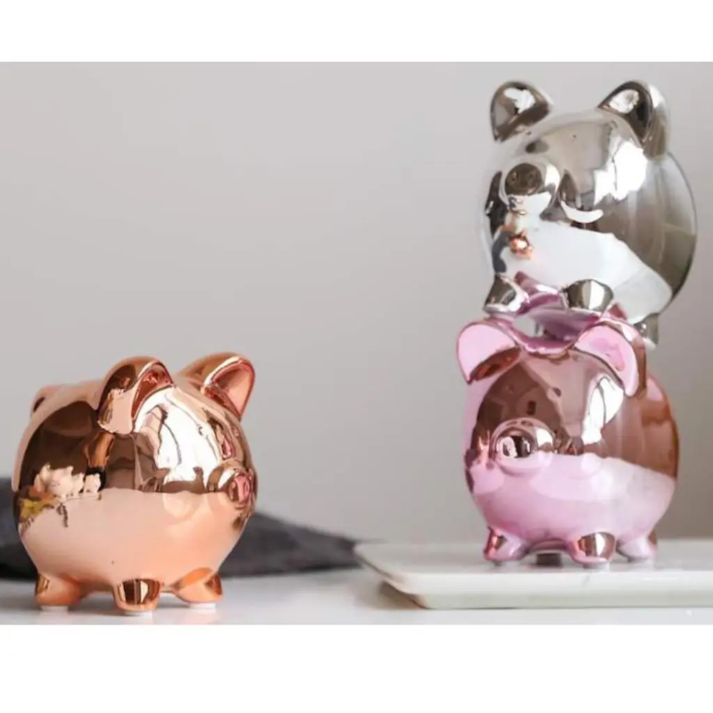 Ceramic Money Box Pots Savings Fund Save Coins Piggy Bank for Children