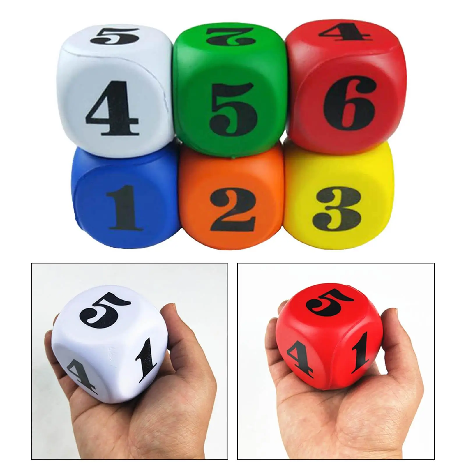 6Pcs Foam Dice Set Multicolor 2.36`` for Educational Toys Party Supplies Math Teaching Party Favors Building Toys 