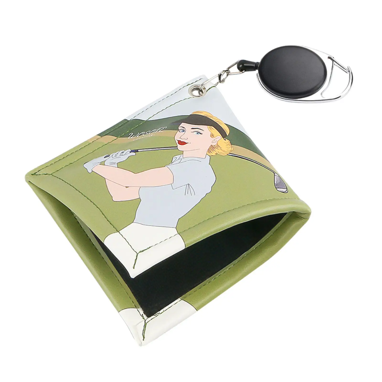 Golf Ball Towel Wiping Cloth W/ Retractable Keychain Strong Absorbent Toweling Golf Club Head Cleaner Golf Ball Cleaner Pocket