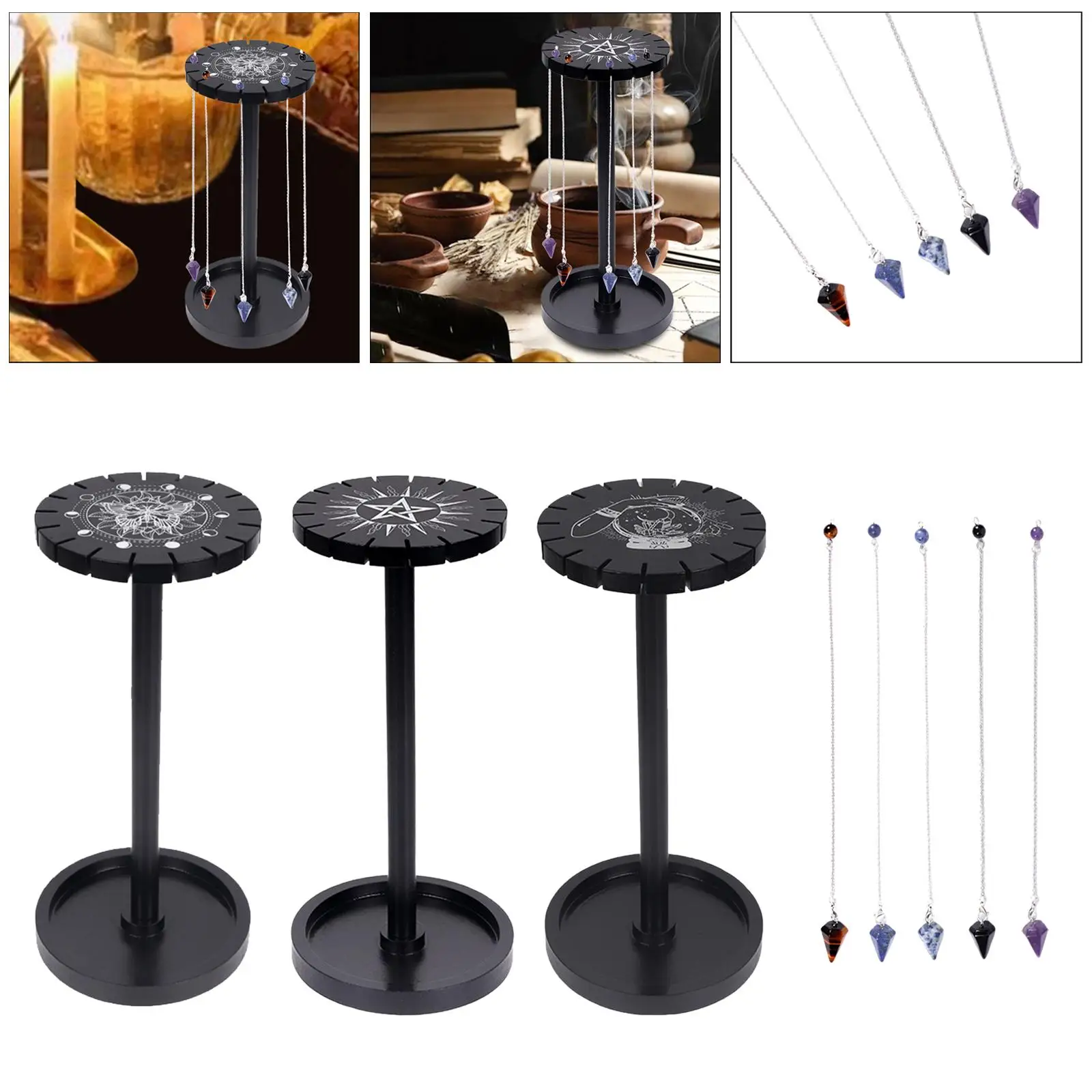 Multipurpose Wooden Pendulum Display Frame Storage Rack Holder stand Necklace Organizer for Mineral Ores Sphere Home Decor