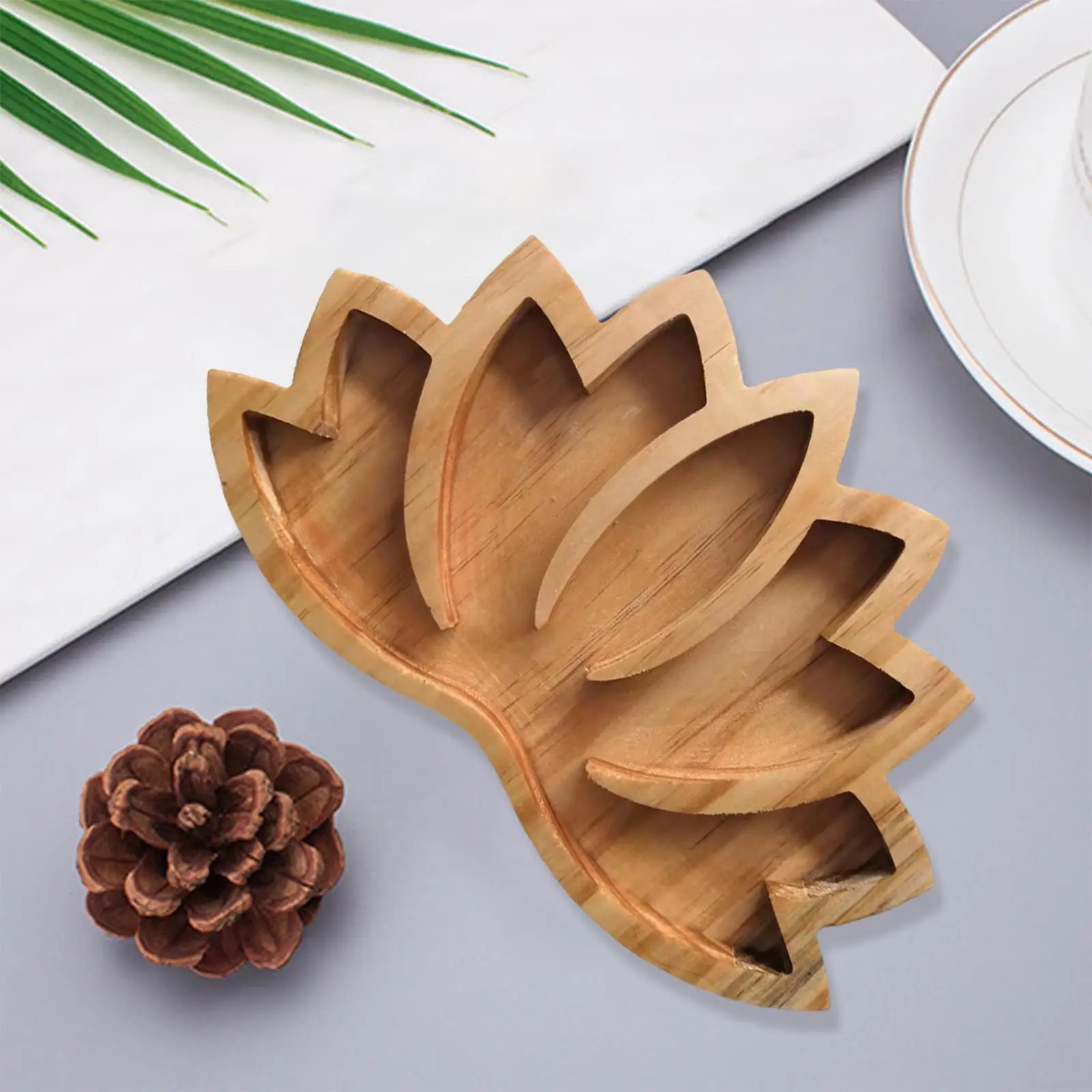 Wood Lotus Crystal Tray Decor Bowl for Perfume Display Vanity Accessories