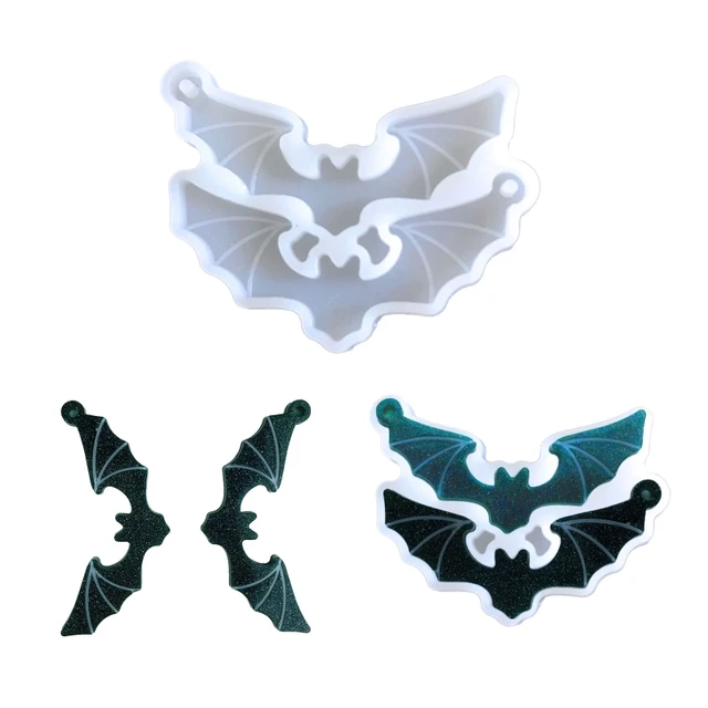 Super Shiny Bat Shape Resin Keychain Molds Halloween Silicone Resin Molds  Epoxy Craft Keychain Pendant Mould Handmade Jewelry Silicone Mold DIY Resin