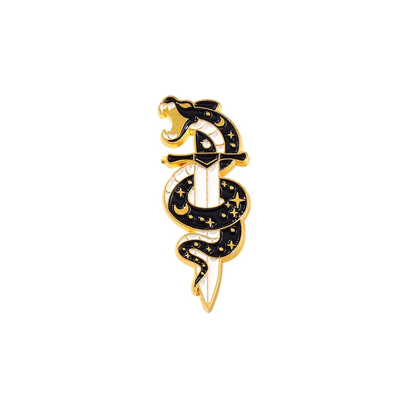 Double Headed Flower Snake Cobra Enamel Pin Custom Animal Dark Brooches Lapel Badge Bag Cartoon Reading Jewelry Gift