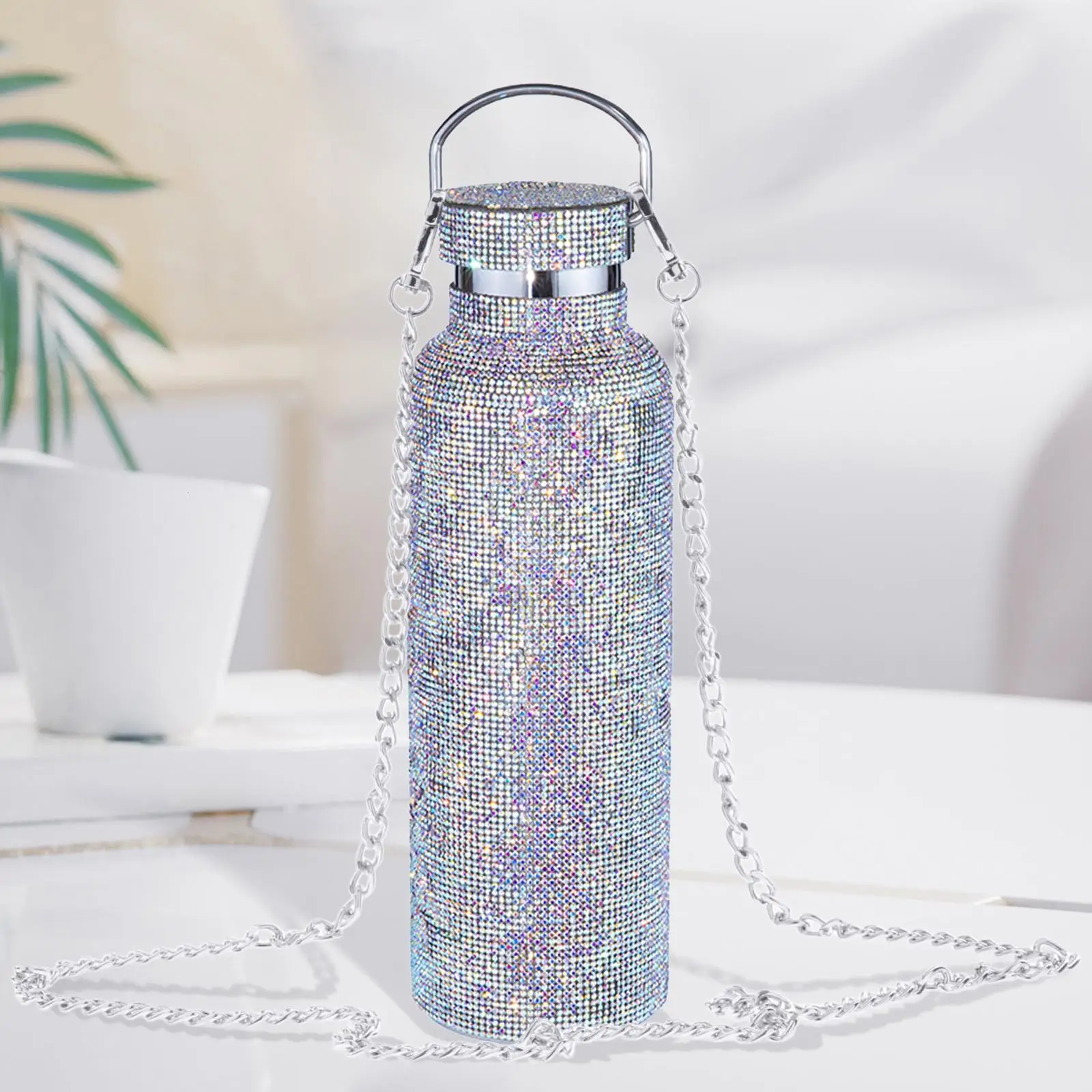 Portable Diamond Vacuum Cup 500ml/17oz Glitter Water Bottle Drinking Kettle