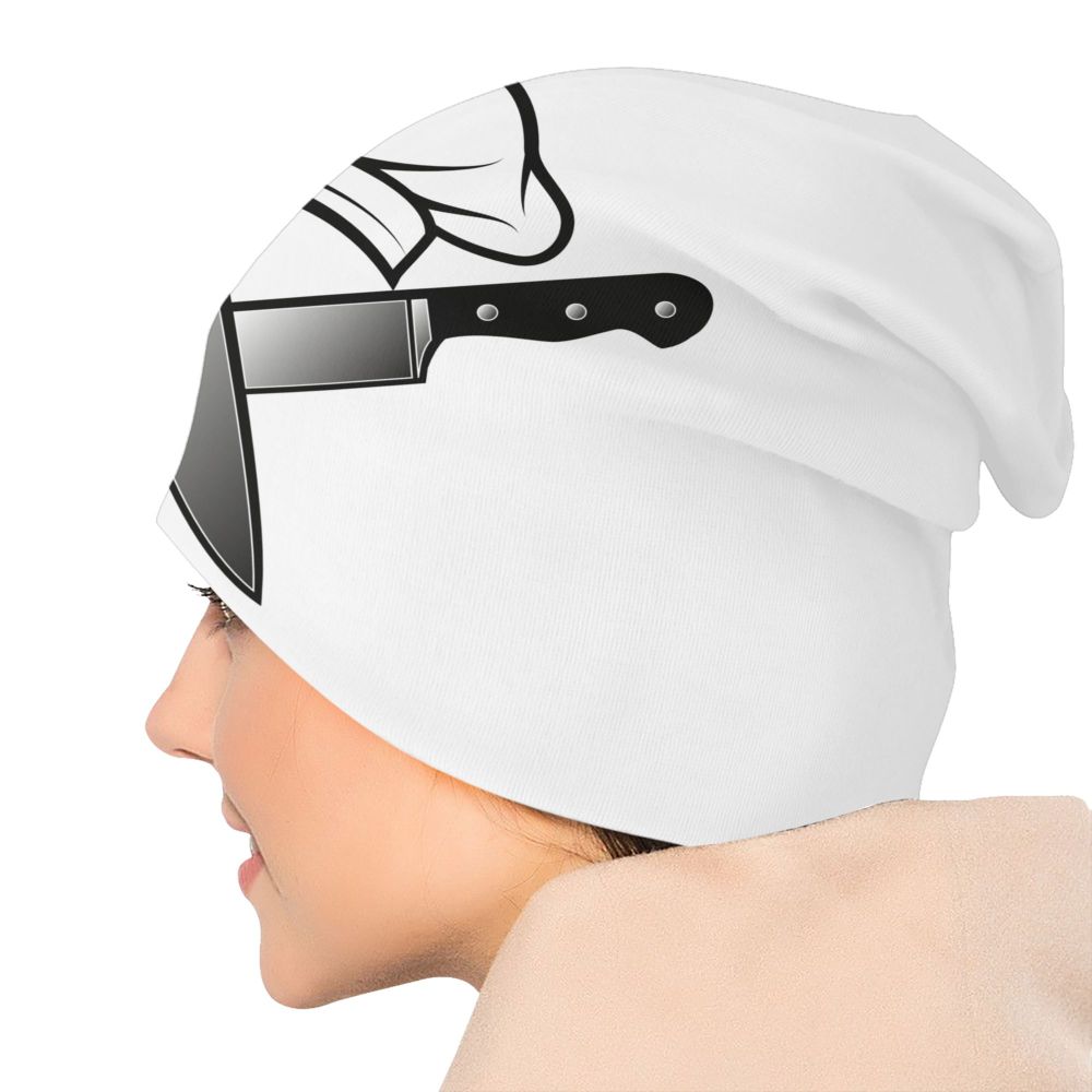 Benutzerdefinierte lustige Kochen Schädel Messer Chef Motorhaube Hut Stricken Hüte Männer Frauen Mode Unisex Erwachsene Winter warme Mützen Kappe – Detail 5