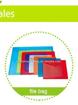Best price custom PP stationery clear button file bag wholesale plastic  file folder with fastener