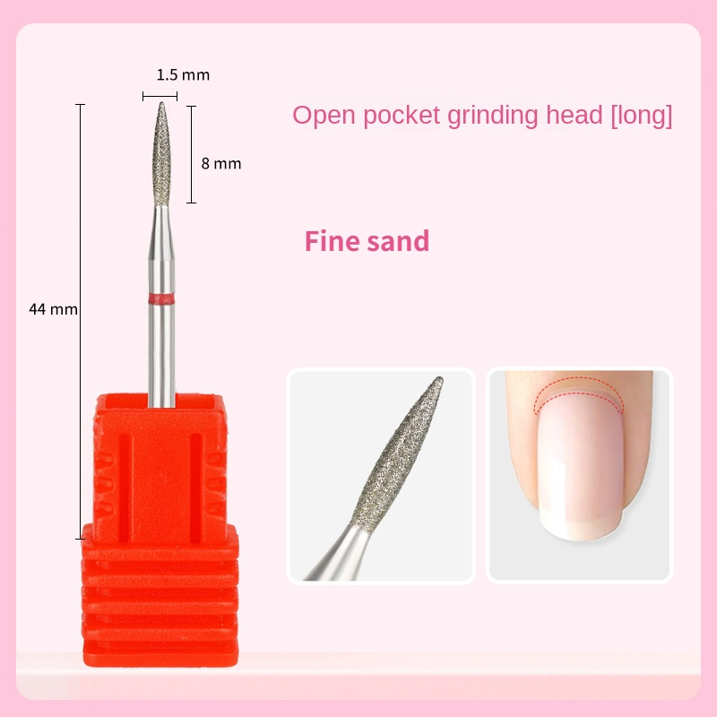 Description Picture 6 of itemFine Diamond Nail Drill Bits Flame Shape Russian Mills Cuticle Clean Burr Electric Manicure Drills Nails Accessories