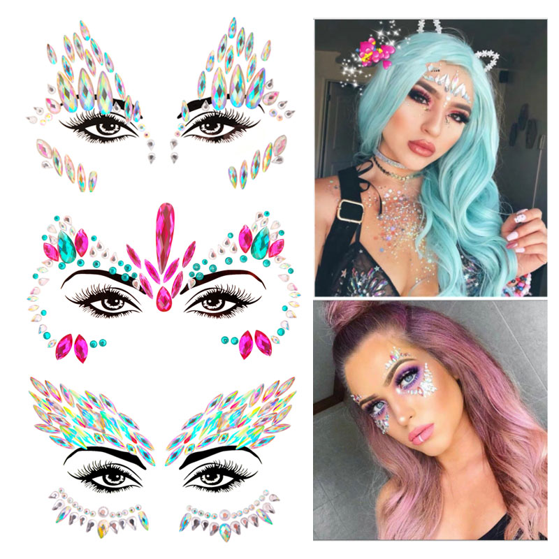 Best of 3D Shiny Crystal Face Sticker Tattoo Bar Music Festival Rhinestone Tattoo Sticker Carnival Party Face Decoration Face Jewels Reviews & Tips