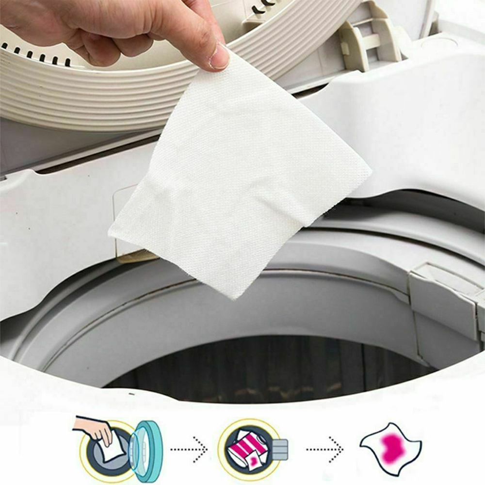 100pcs Farb fänger Blatt Farbstoff Einfangen Farbe Absorption Papier Wäsche Anti-Cross-Färben Tinct Fleck Beweis Schutz zum Waschen – Detail 4