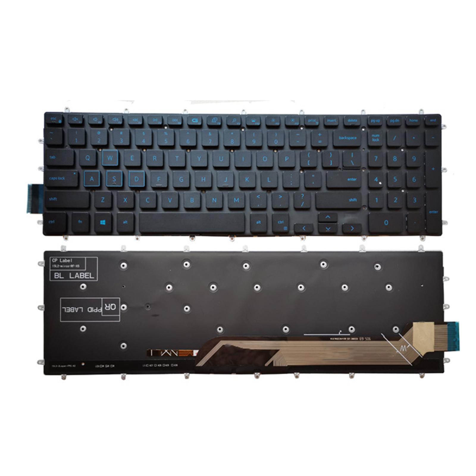 Keyboard US Layout Black Key CAPS Without Frame Blue Font Accessories Plasic Keypad for Inspiron 15 5567 Laptop and Desktop