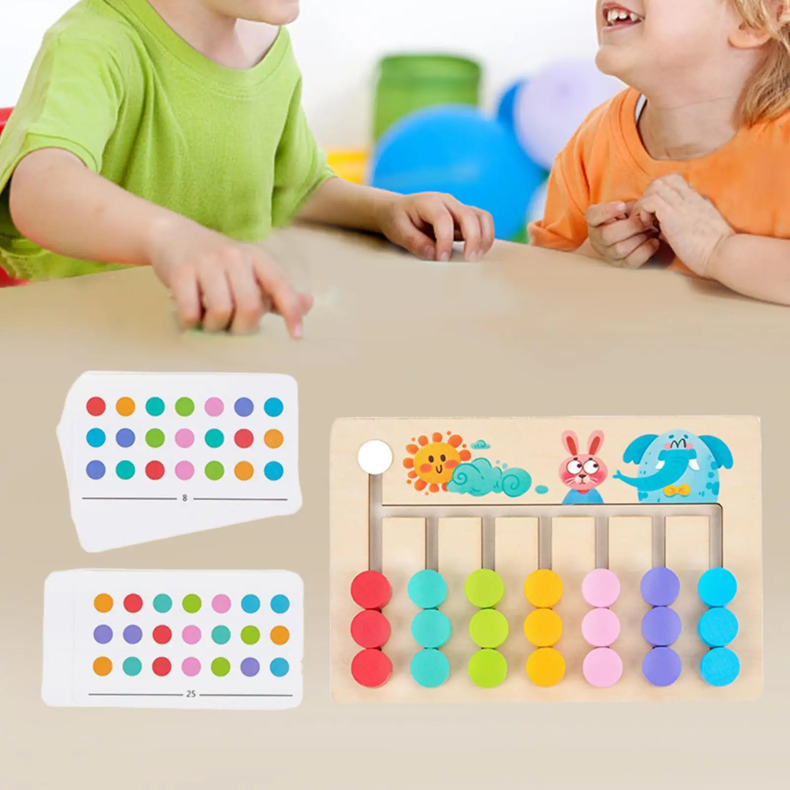 Montessori Learning Toys Slide Puzzle Family Game Color and Shape Matching Brain Teasers Logic Game for Toddler Birthday Gifts