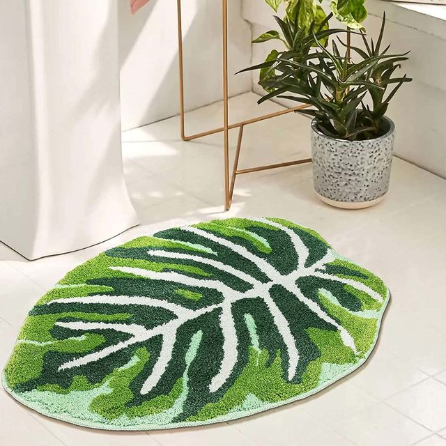 Nature Bathroom Rug Set, Three Piece Washable Bath Mat, Non Slip Leaf Shower Rug, Super offers Absorbent Fluffy Rug, Boho Bathroom Decor Rug ALA33