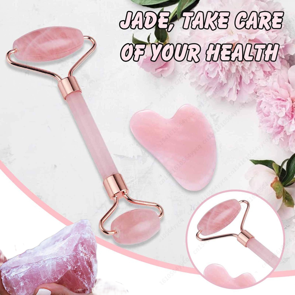 Best of Natural Rose Quartz Jade Roller Gua Sha Set Facial Body Massager Roller Jade Stone Massage Set Face Lifting Beauty Massage Tools Reviews & Tips